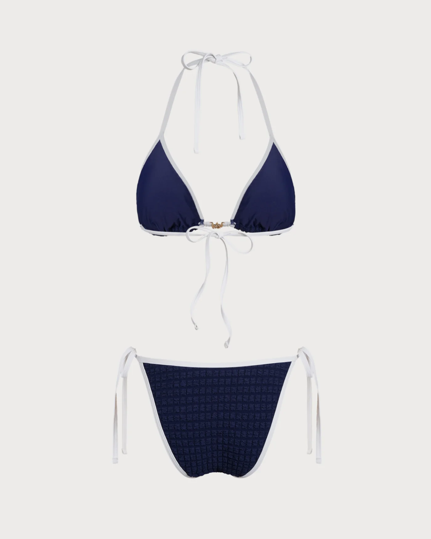 Blue Contrasting Halter Bikini Set - Image 3