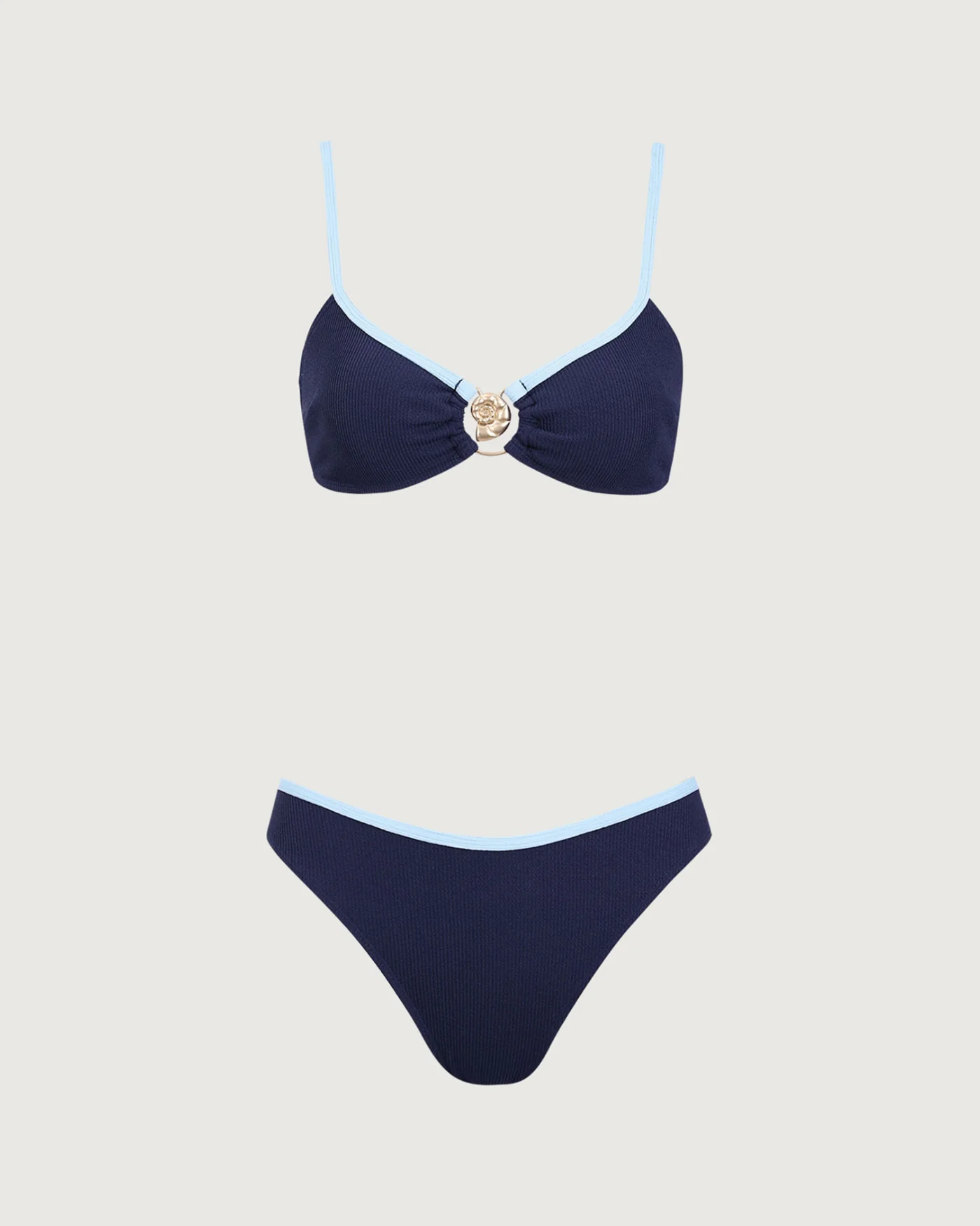 Blue Contrsting U Neck Bikini Set - Image 6
