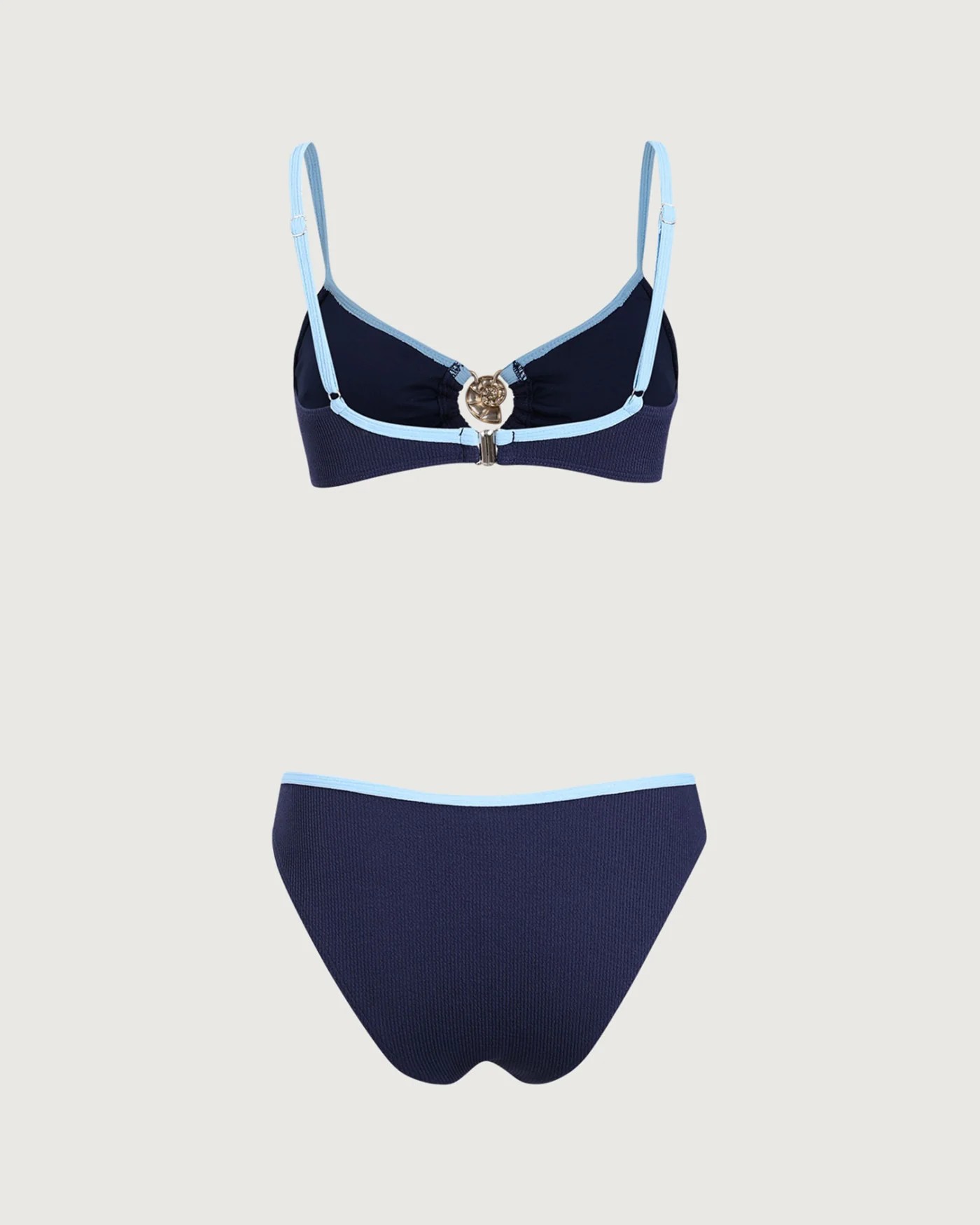 Blue Contrsting U Neck Bikini Set - Image 7
