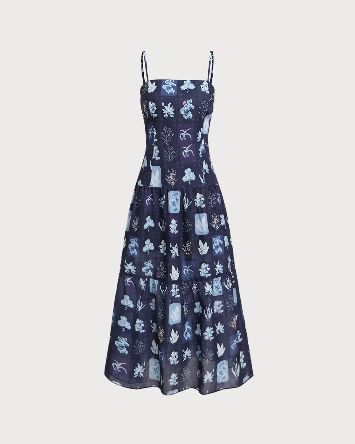 Blue Floral Ruched Bohemian Slip Maxi Dress - Image 6