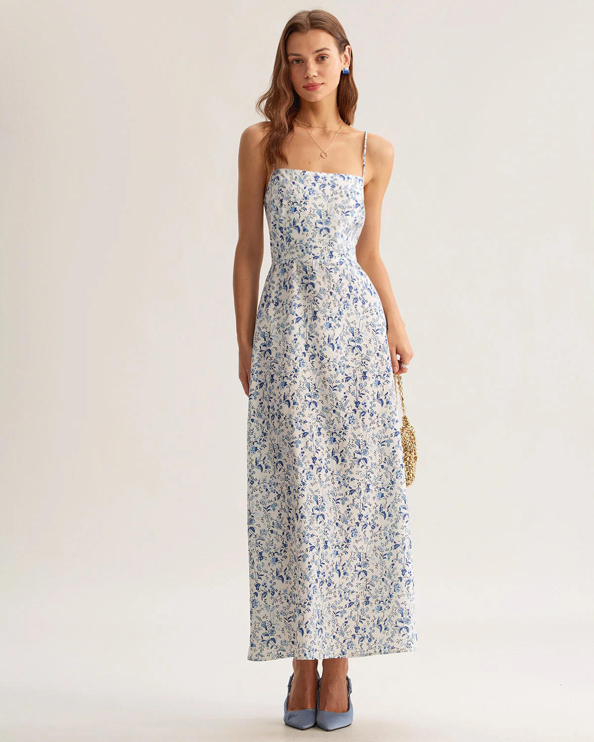 Blue Floral Slip Maxi Dress - Image 4