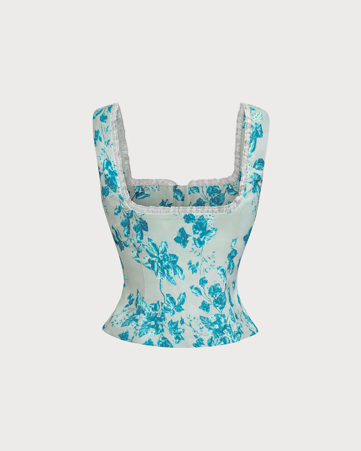Blue Floral Square Tank Top - Image 7