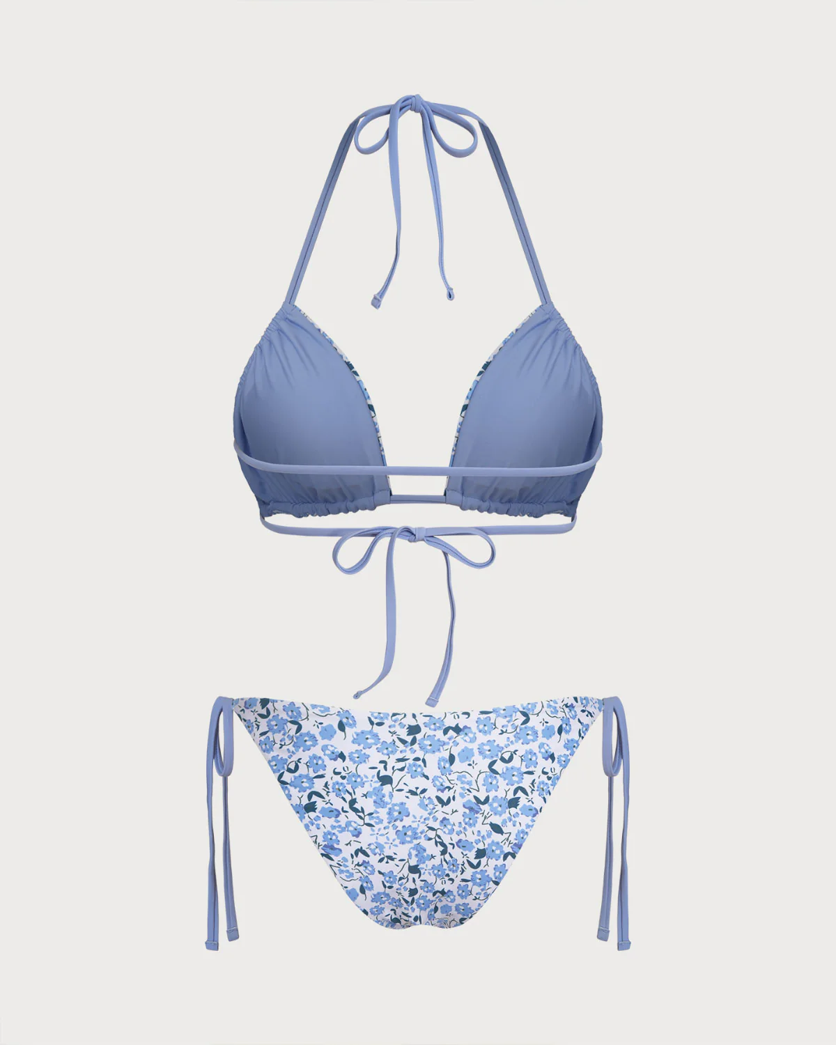 Blue Floral Triangle Bikini Set - Image 8