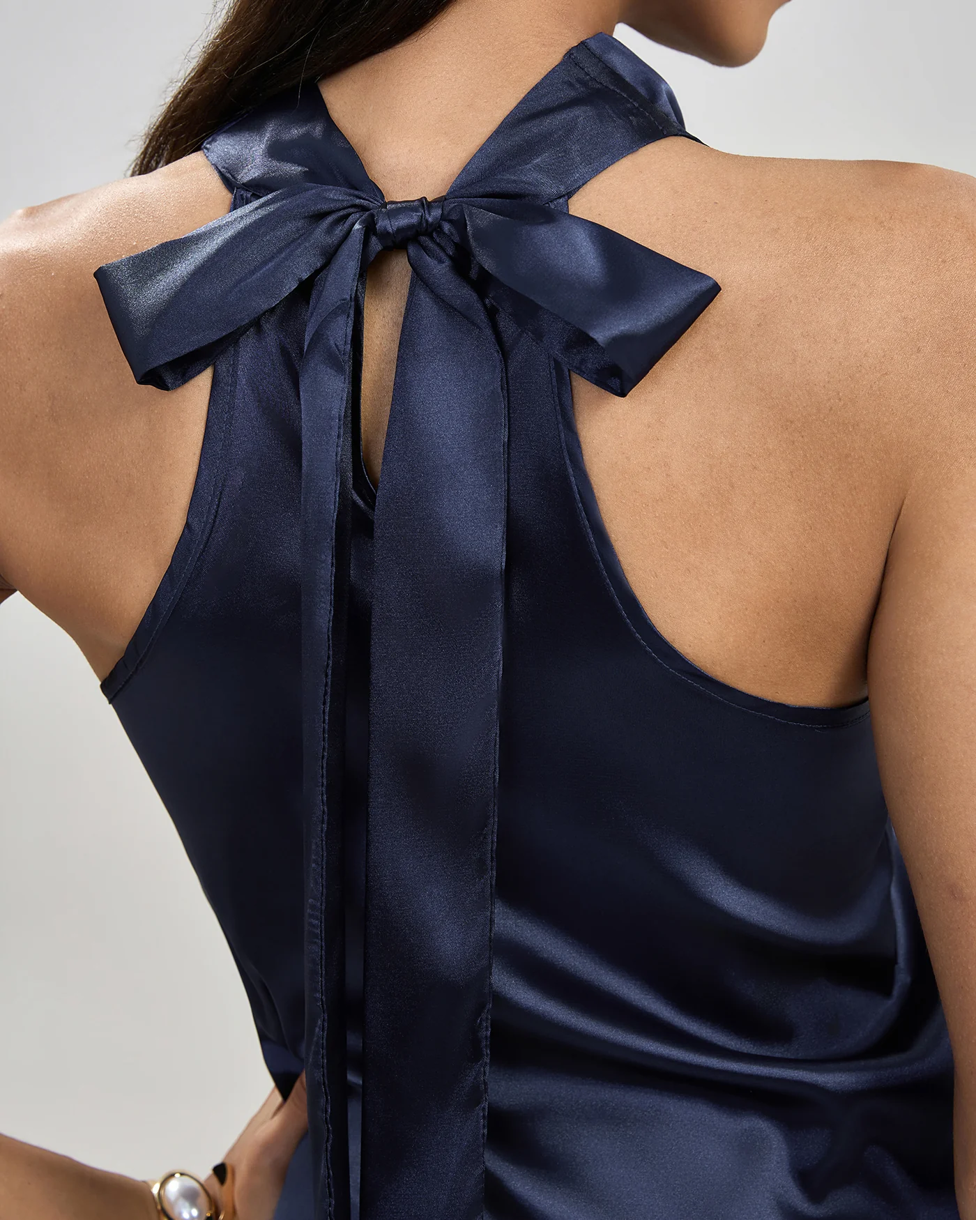Blue Halter Tie Tank Top - Image 2