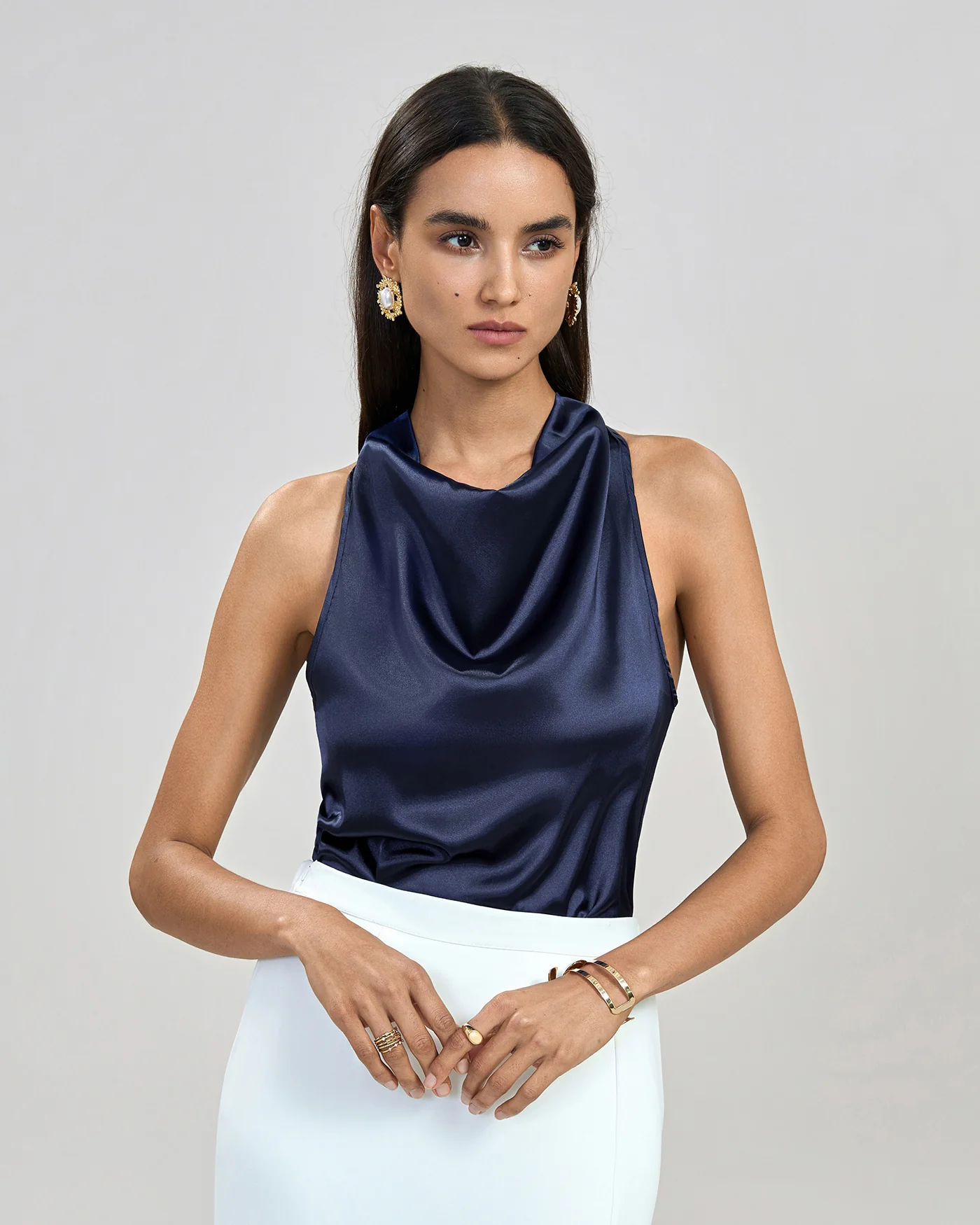 Blue Halter Tie Tank Top - Image 4