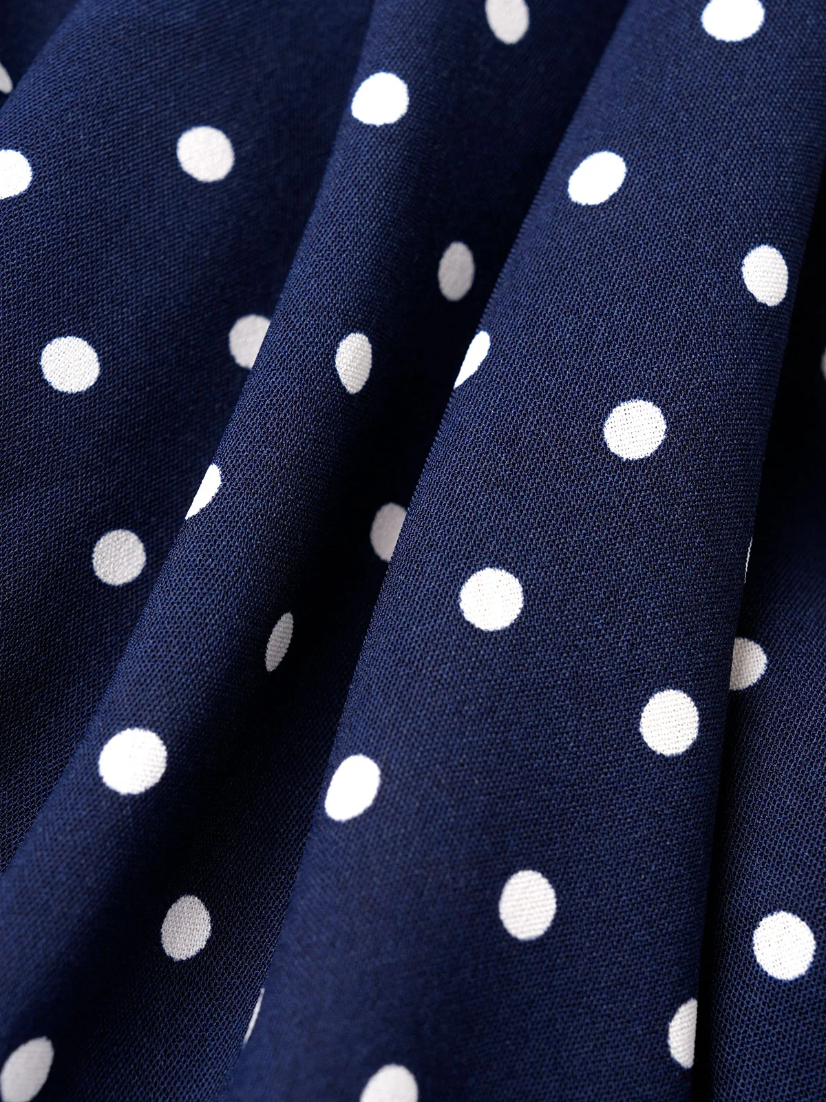 Blue Polka Dot Belted Midi Dress - Image 8