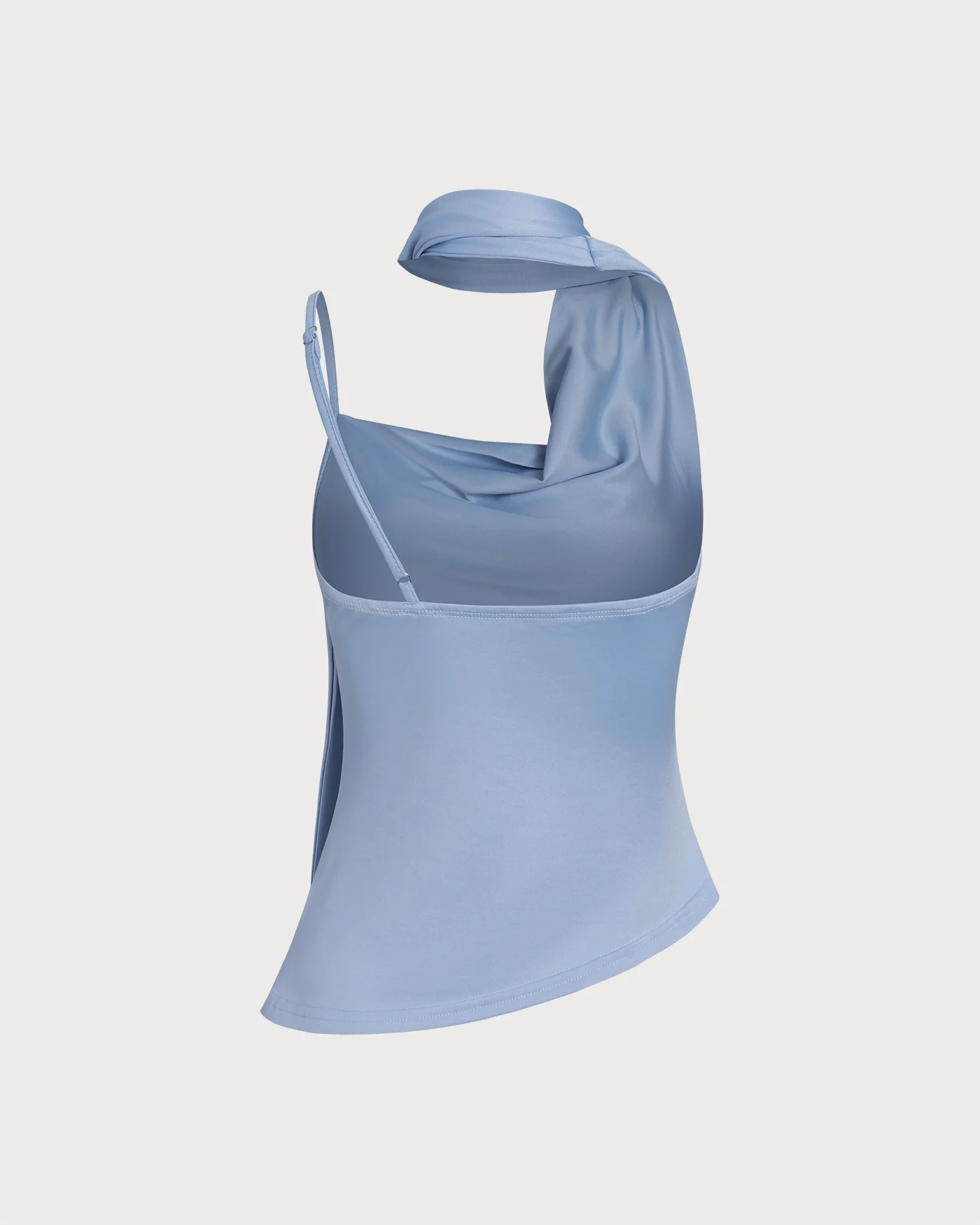 Blue Solid Pleated Tank Top - Image 2