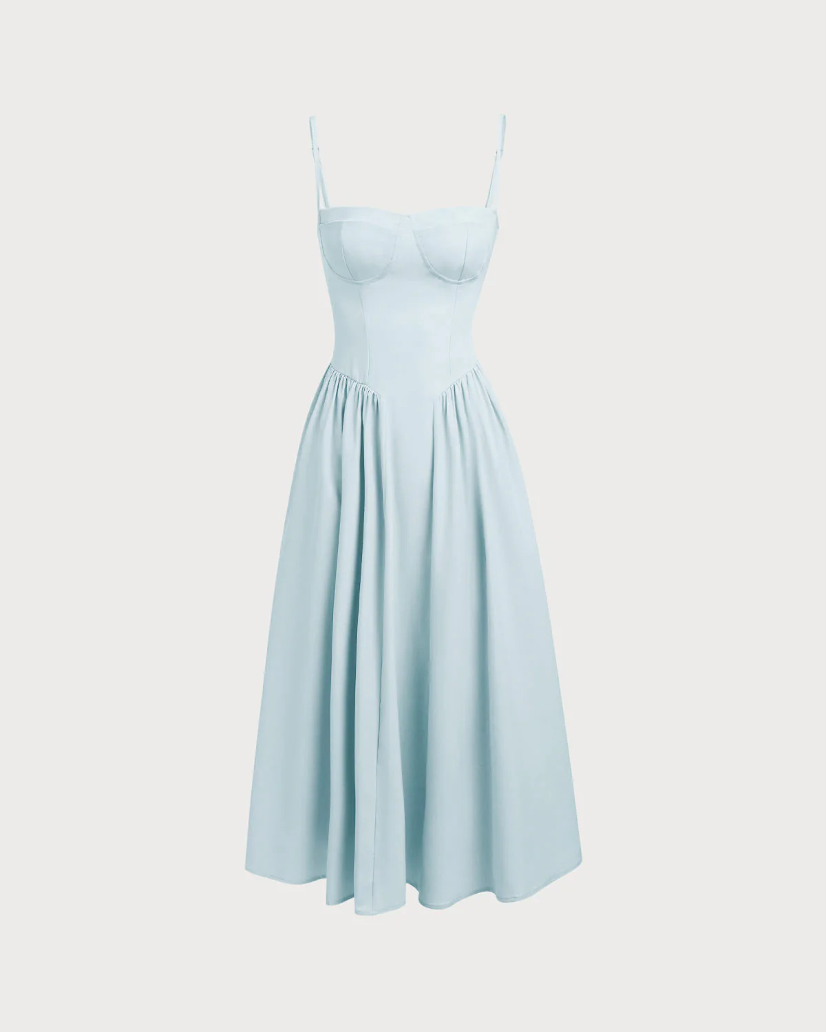 Blue Square Neck Pocket Slip Midi Dress - Image 6