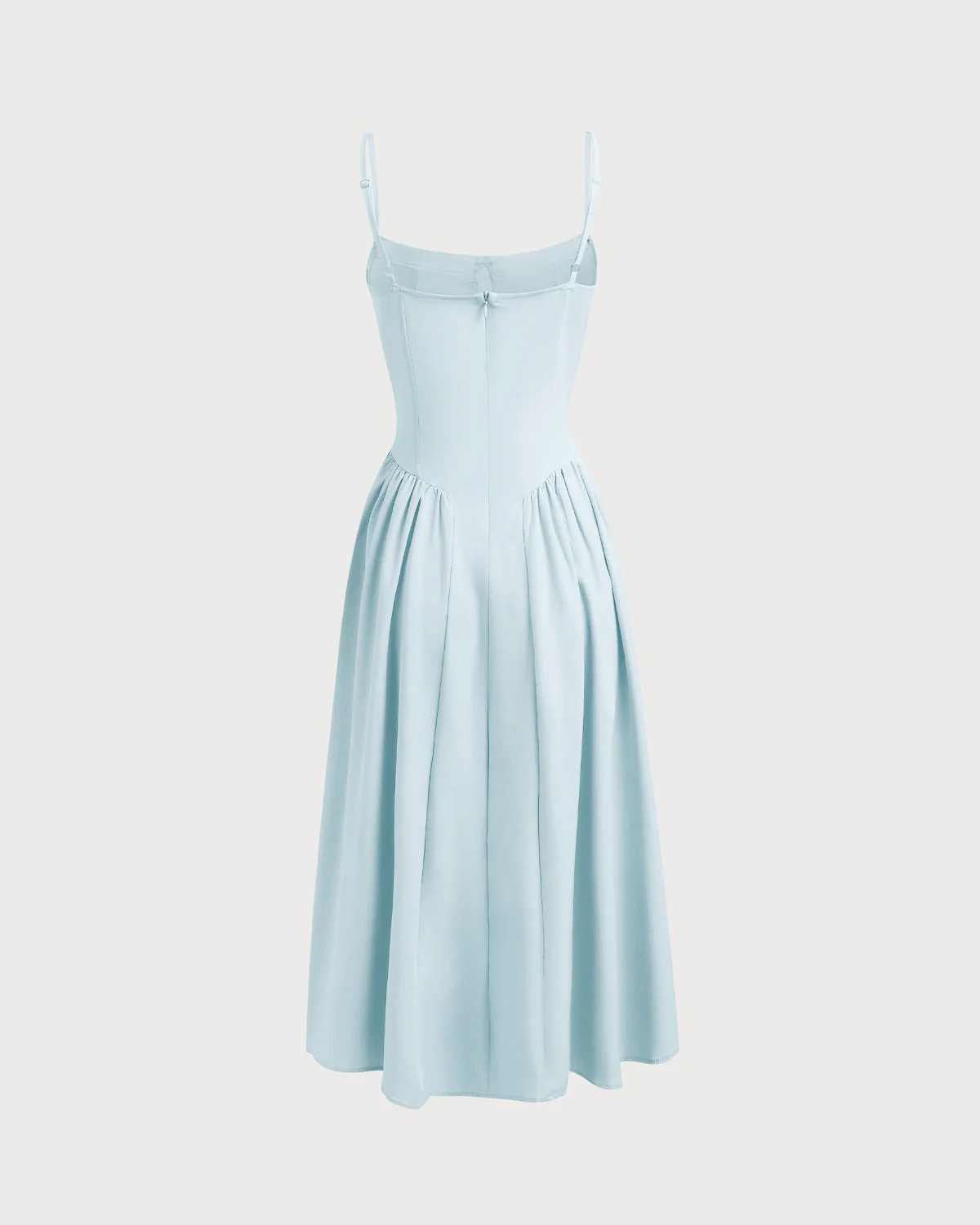 Blue Square Neck Pocket Slip Midi Dress - Image 7