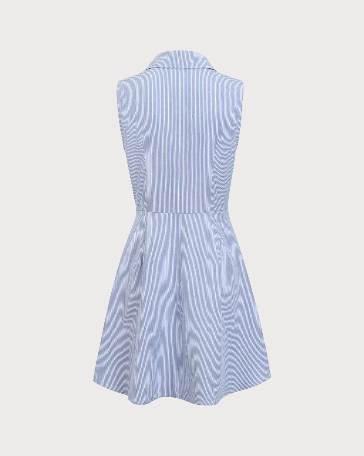 Blue Striped Button Mini Dress - Image 6