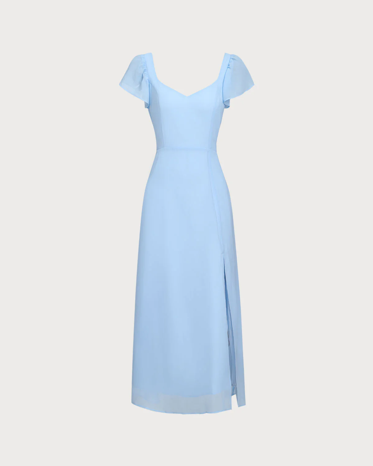 Blue Sweetheart Neck Chiffon Maxi Dress - Image 6