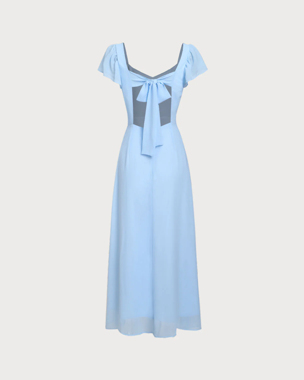 Blue Sweetheart Neck Chiffon Maxi Dress - Image 7