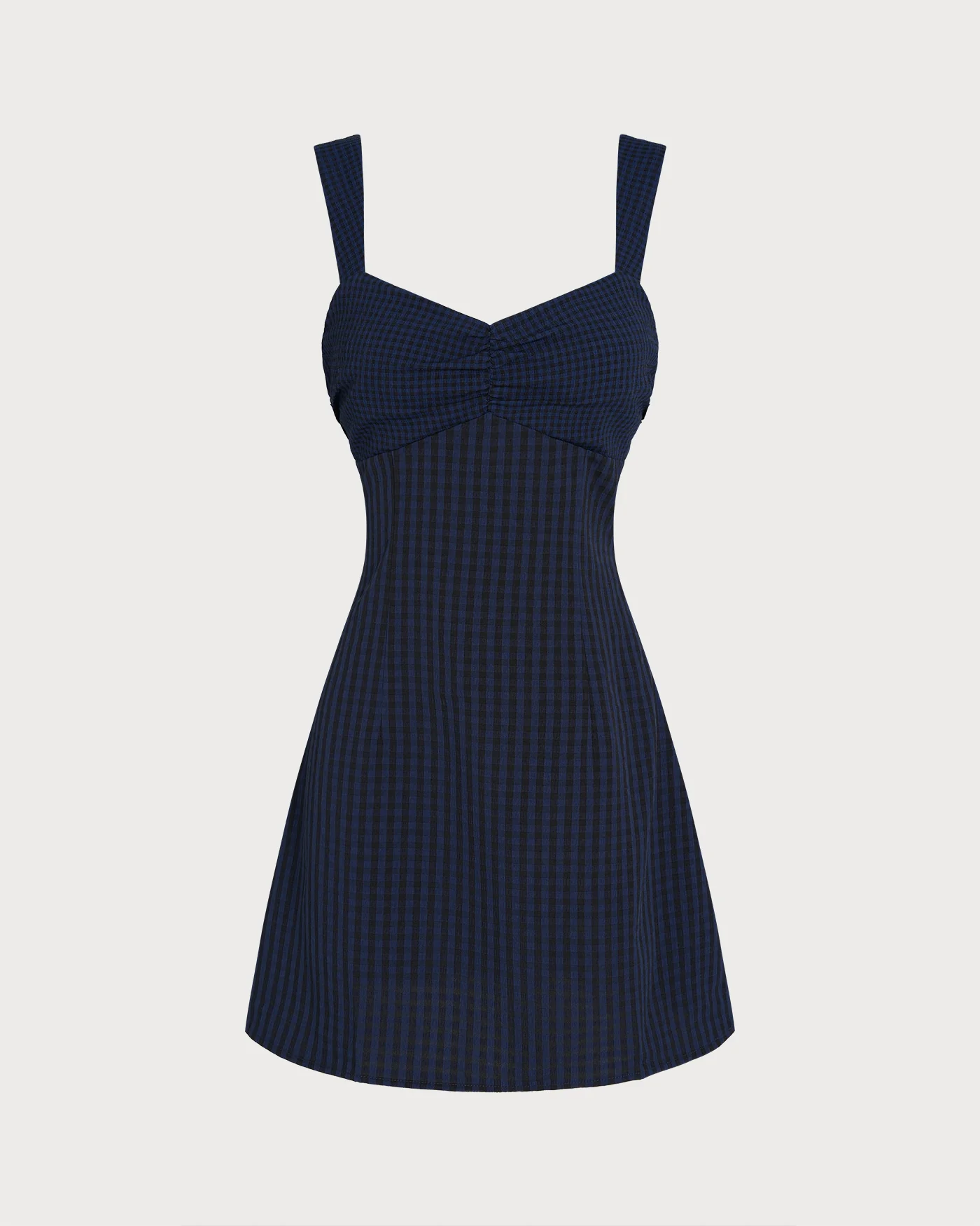 Blue Sweetheart Neck Plaid Mini Dress - Image 7