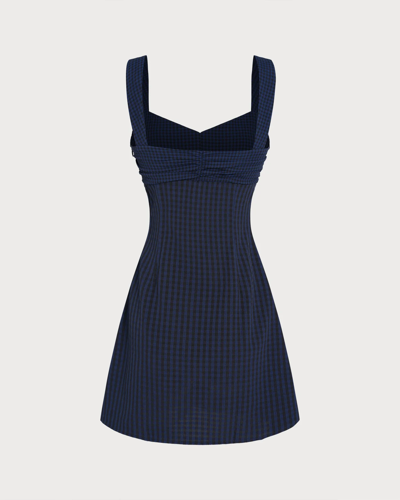 Blue Sweetheart Neck Plaid Mini Dress - Image 8