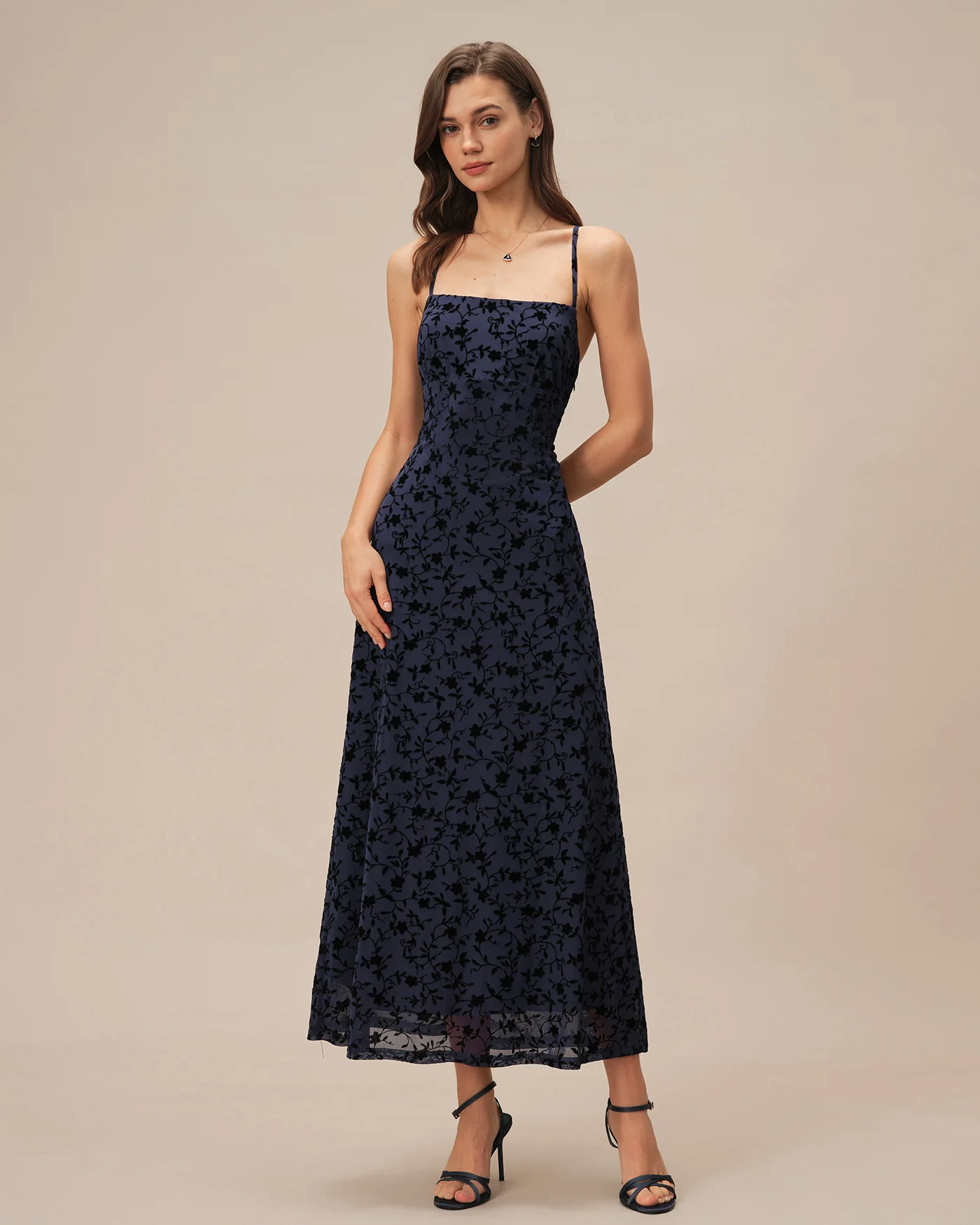 Blue X Cross Floral Slip Maxi Dress - Image 3