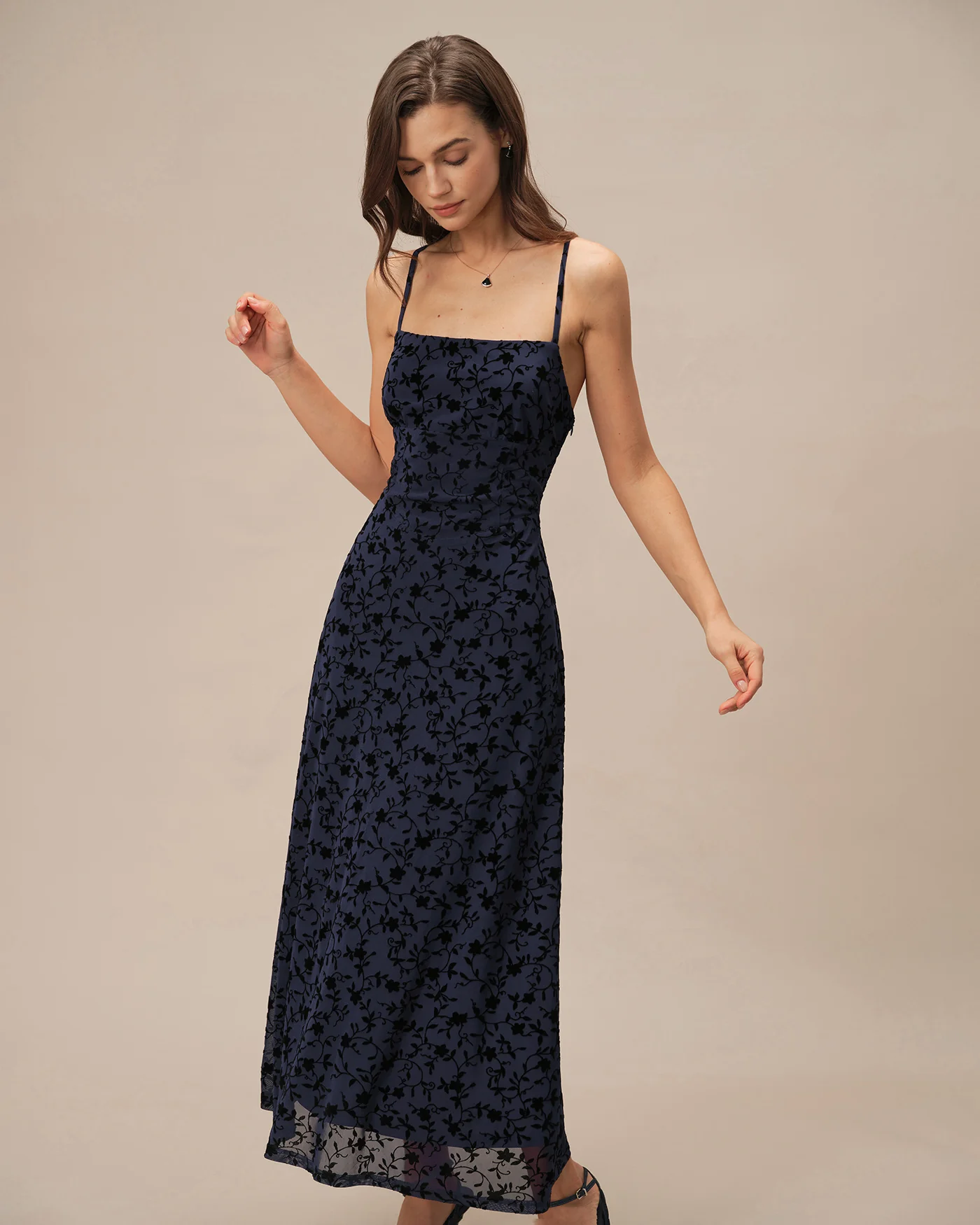 Blue X Cross Floral Slip Maxi Dress - Image 5