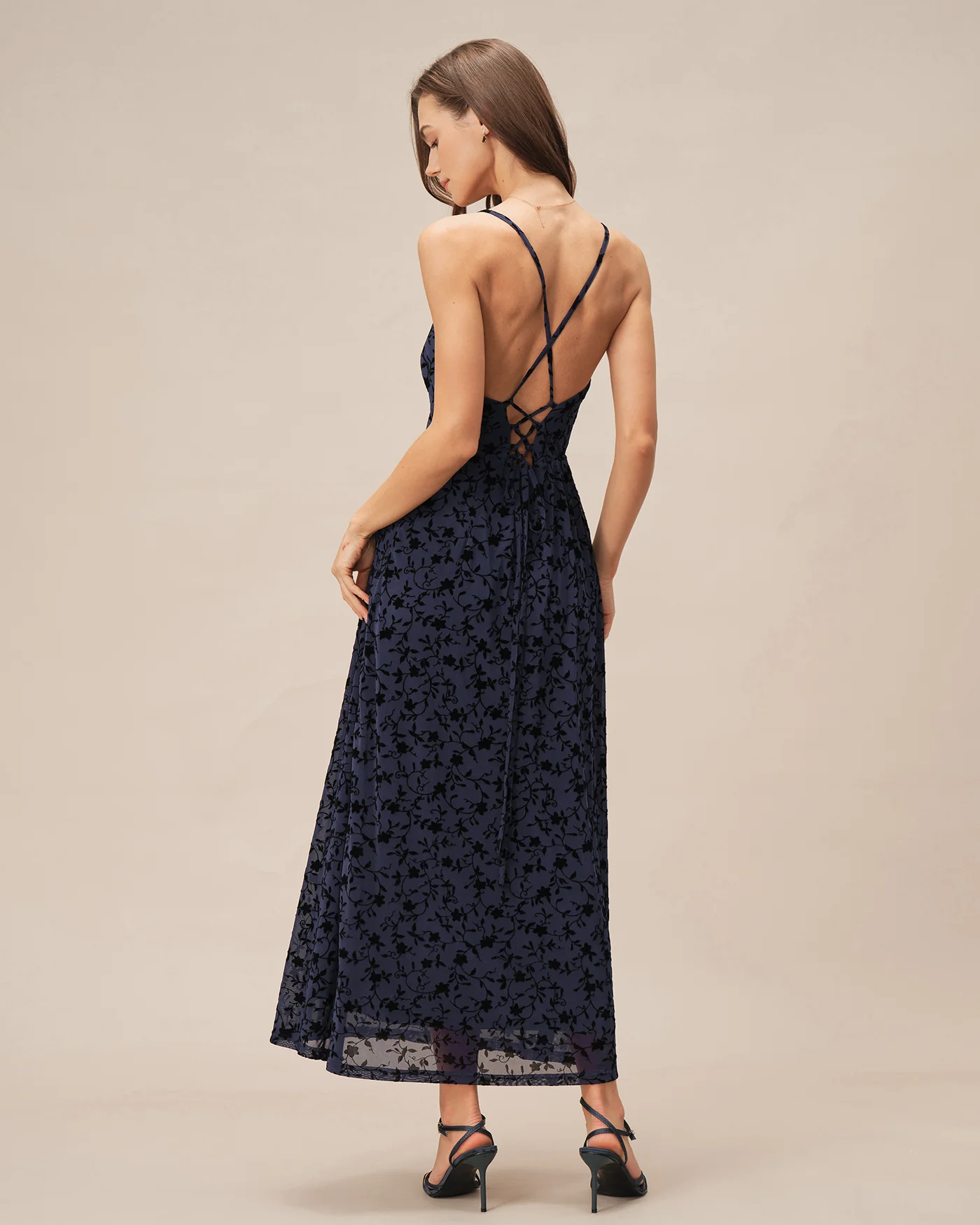 Blue X Cross Floral Slip Maxi Dress - Image 6