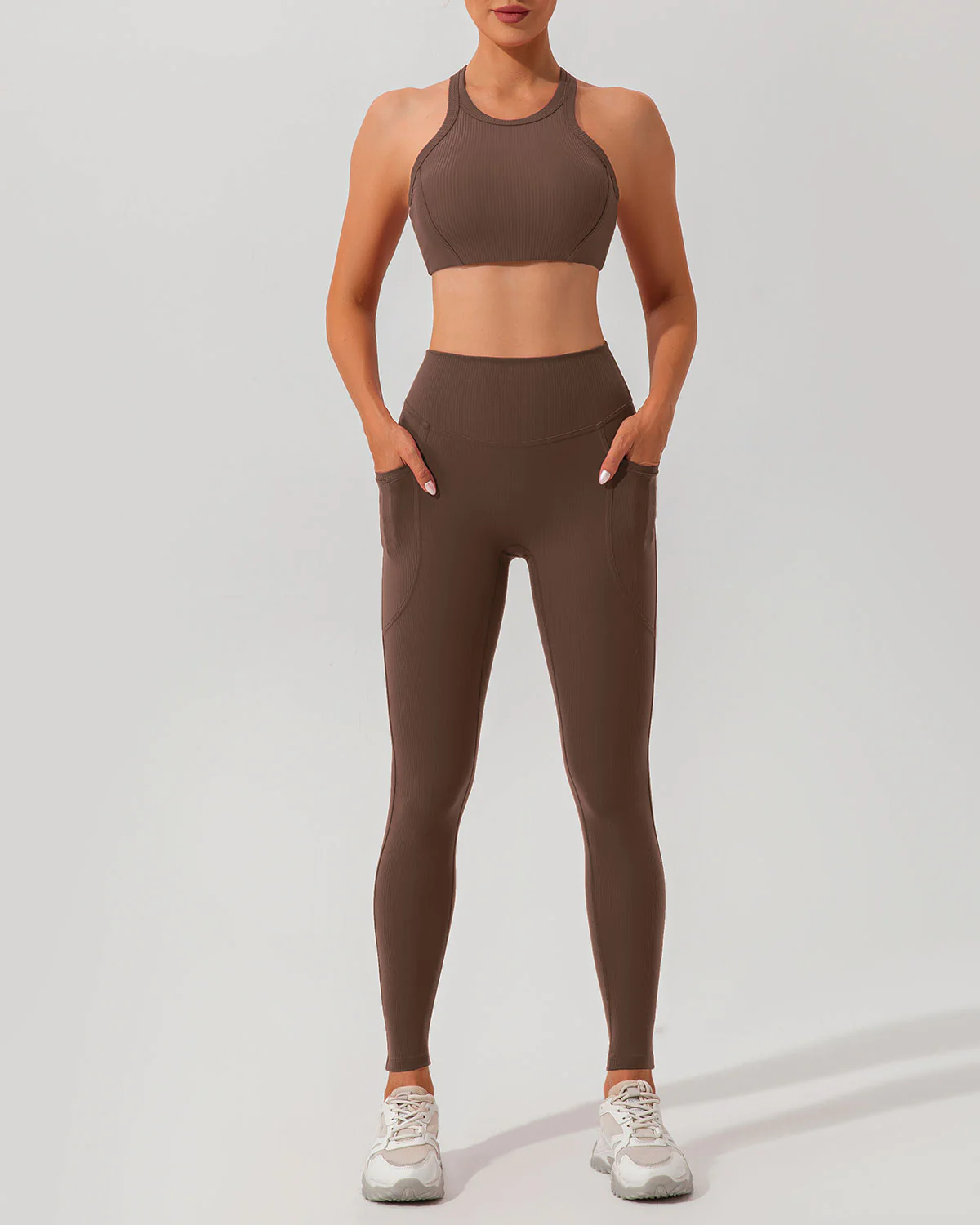 Brown I-back Yoga Tank Top - Image 2