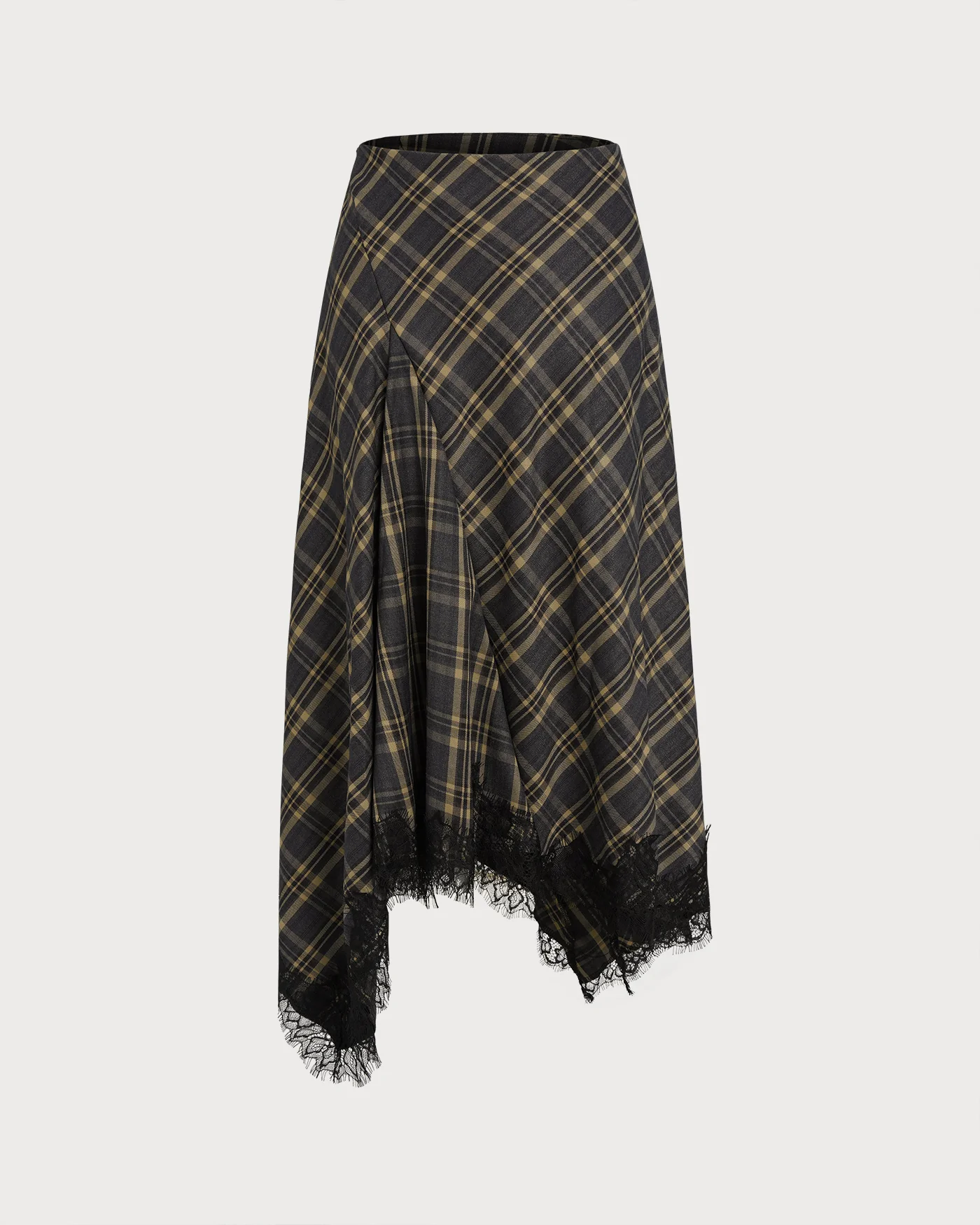 Brown Plaid A-Line Midi Skirt - Image 5