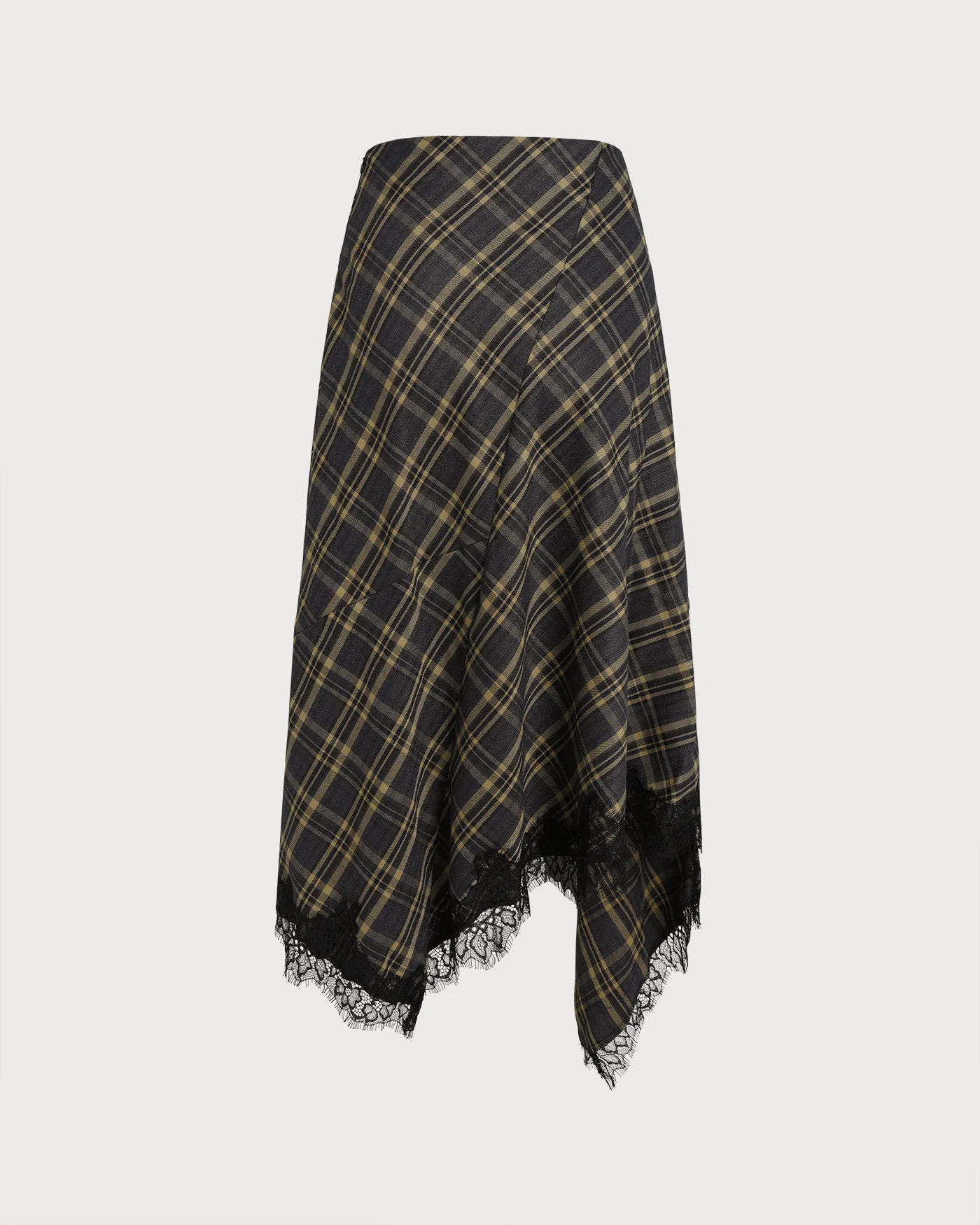 Brown Plaid A-Line Midi Skirt - Image 6