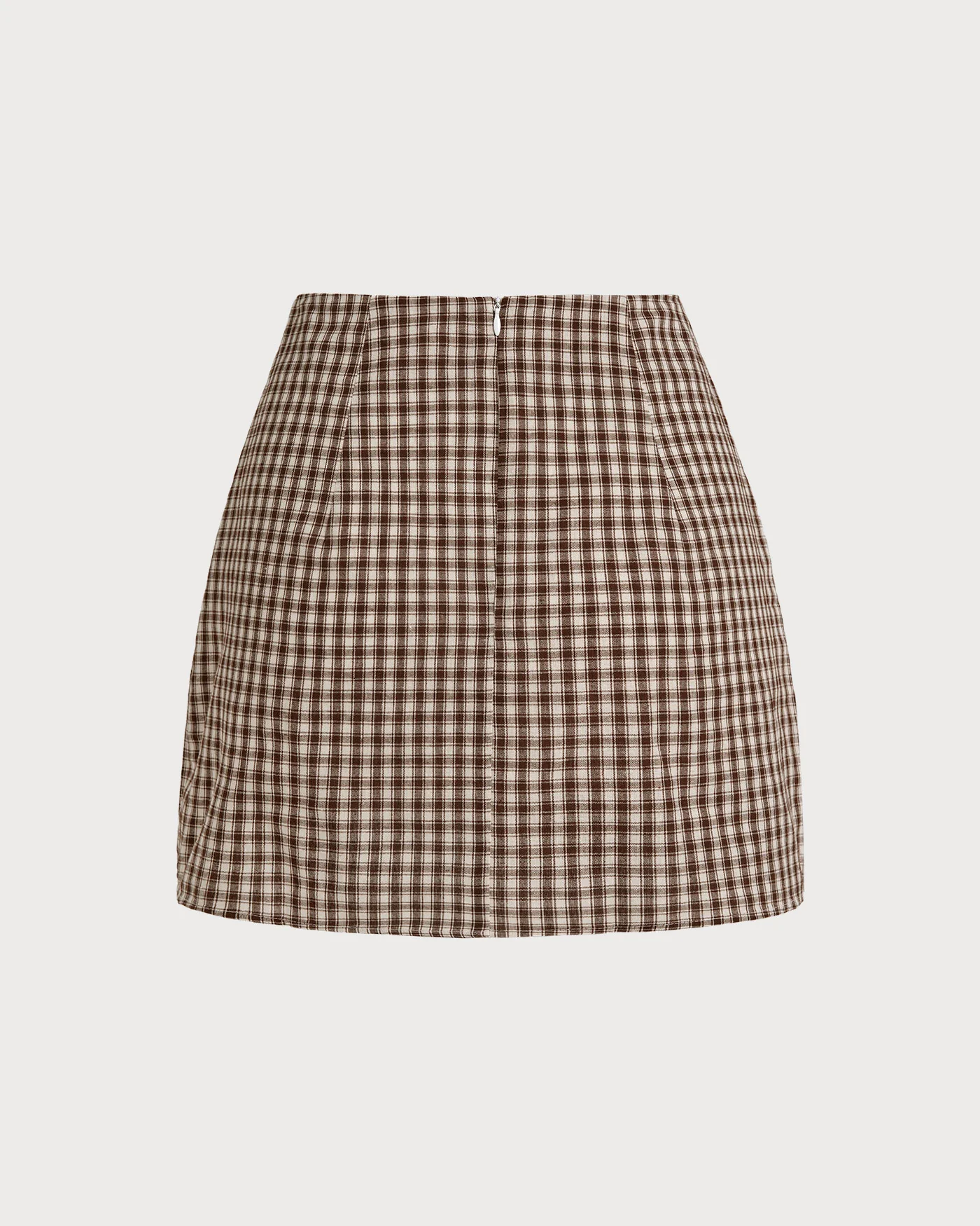 Brown Plaid A-Line Skirt - Image 7