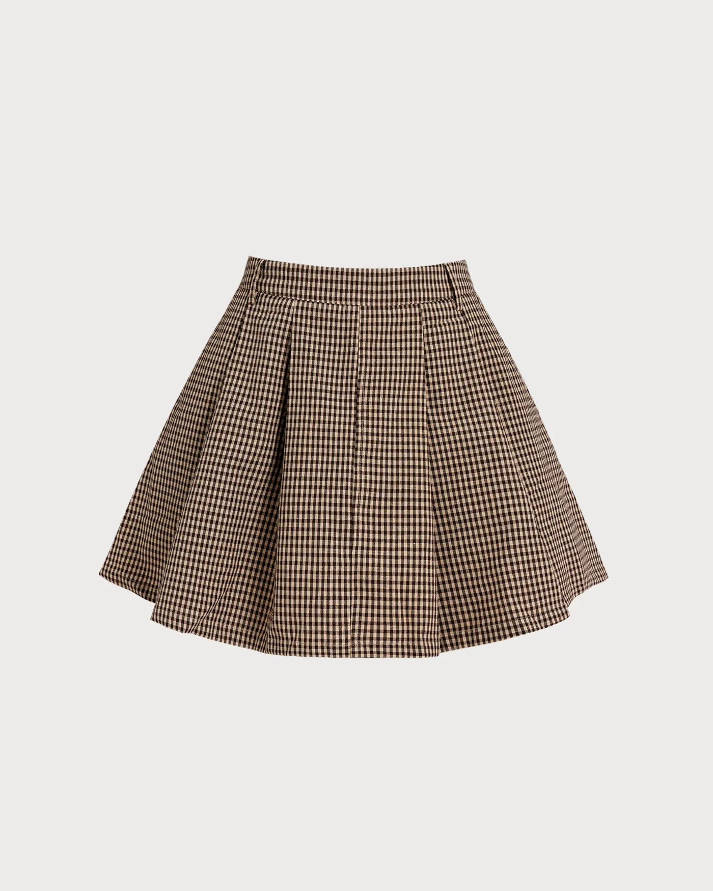 Brown Plaid Ruched Skirt - Image 7