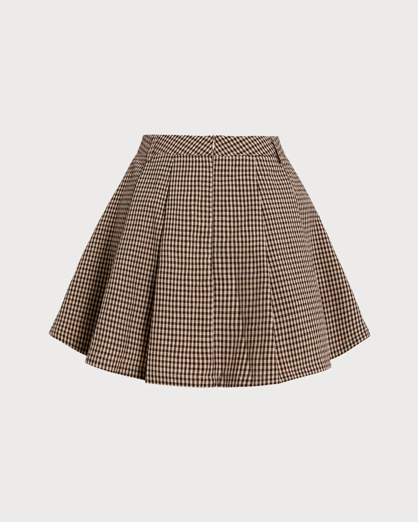 Brown Plaid Ruched Skirt - Image 8