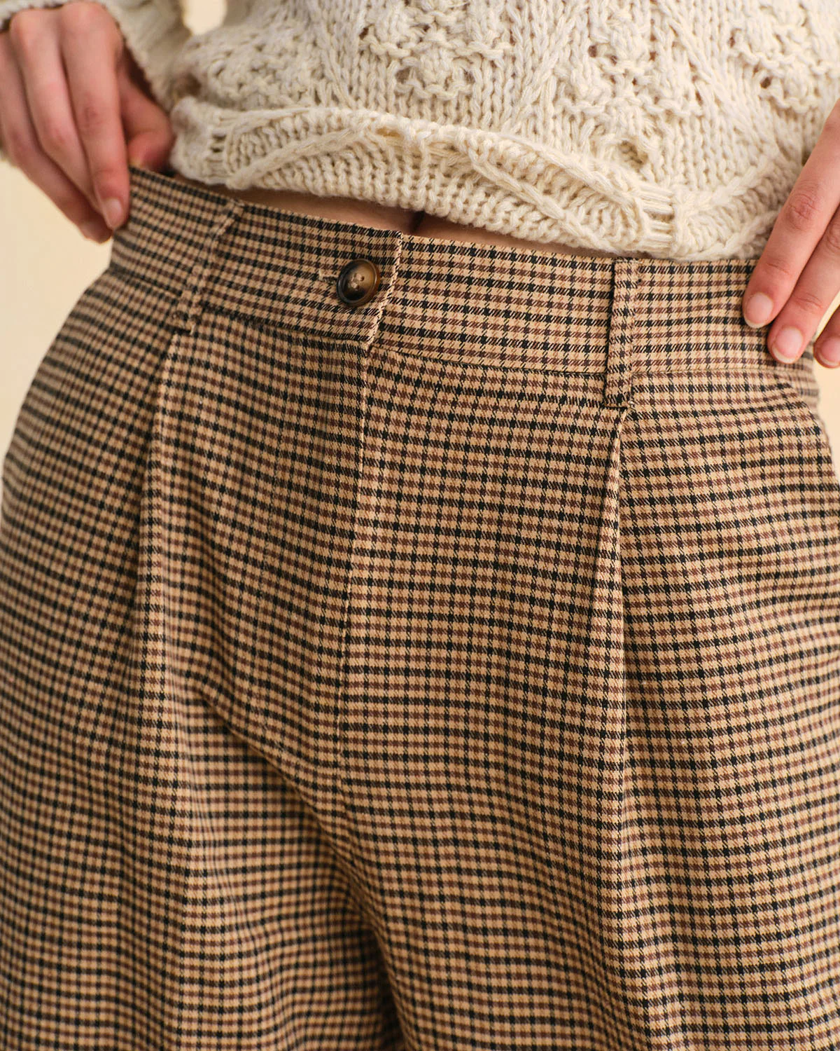 Brown Plaid Straight Pants - Image 2