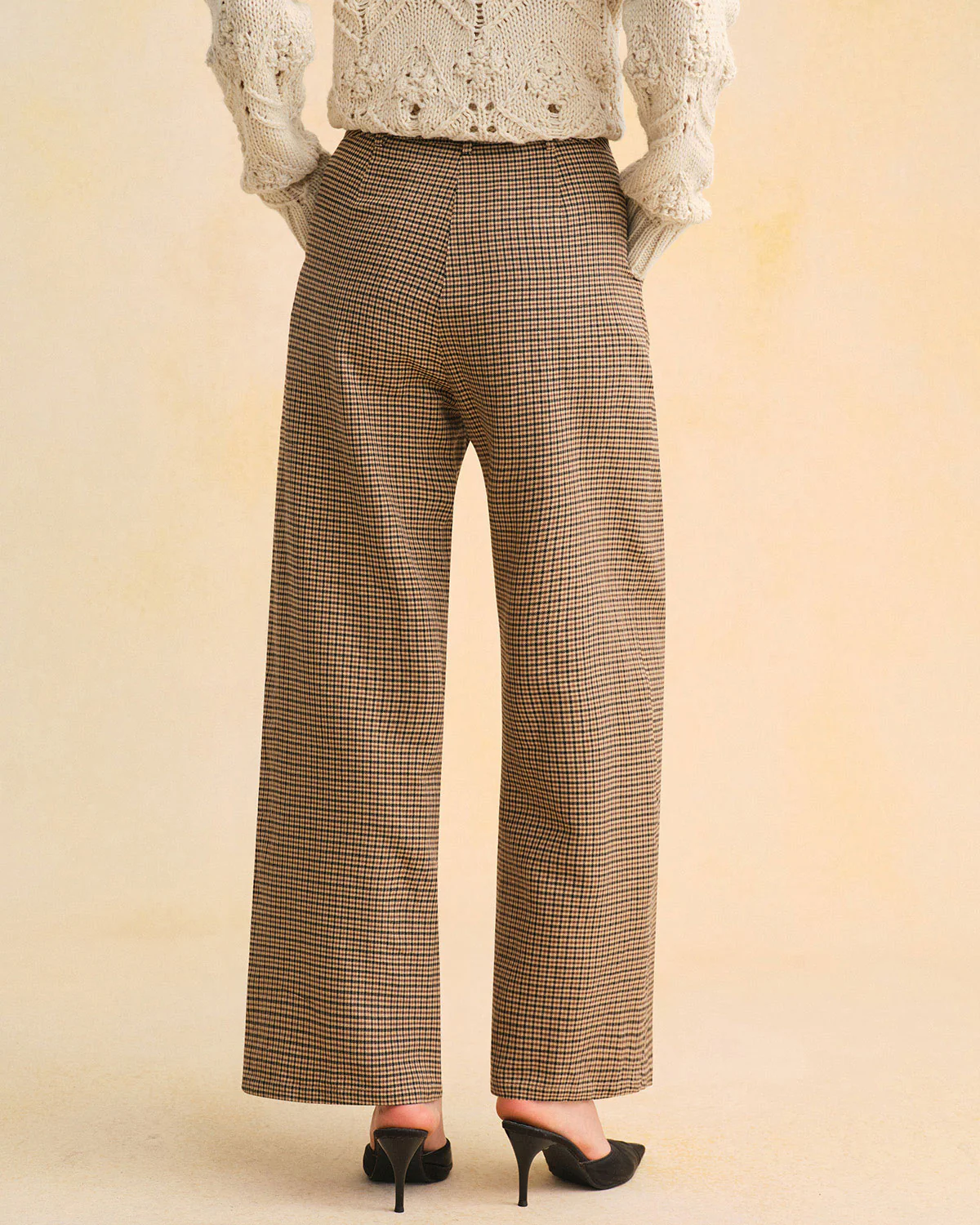 Brown Plaid Straight Pants - Image 4