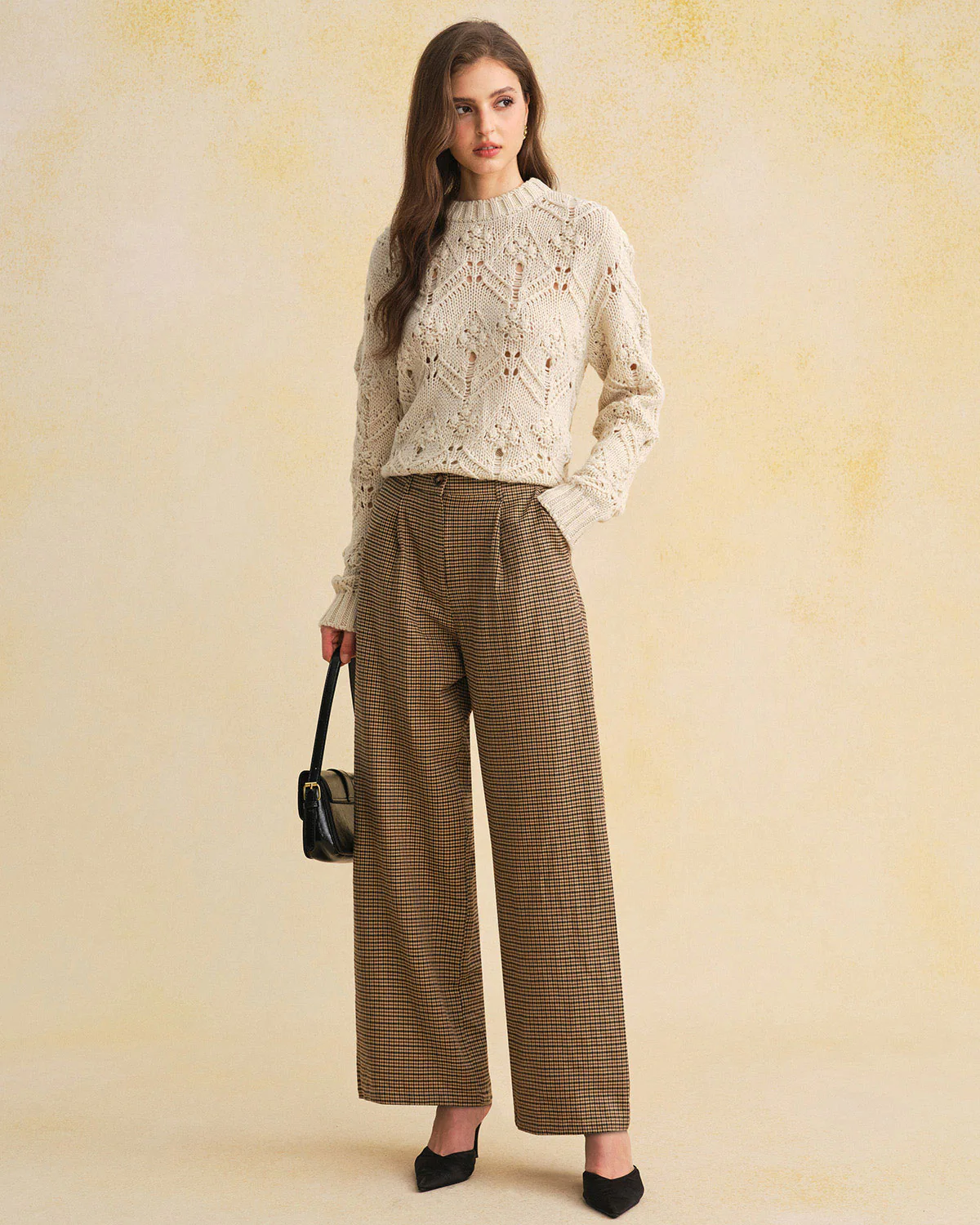 Brown Plaid Straight Pants - Image 6
