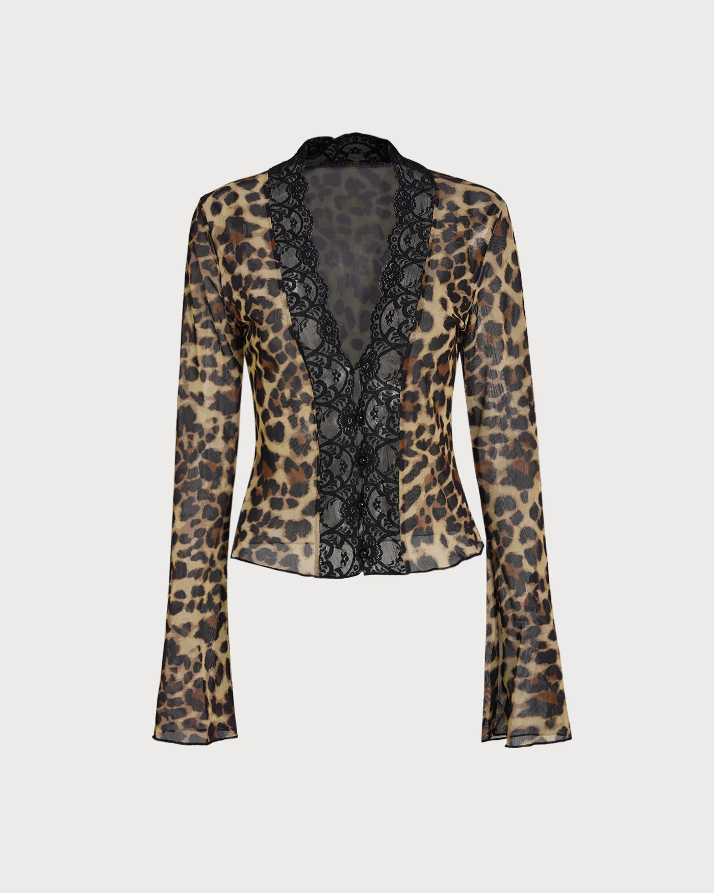 Brown V Neck Leopard Tee