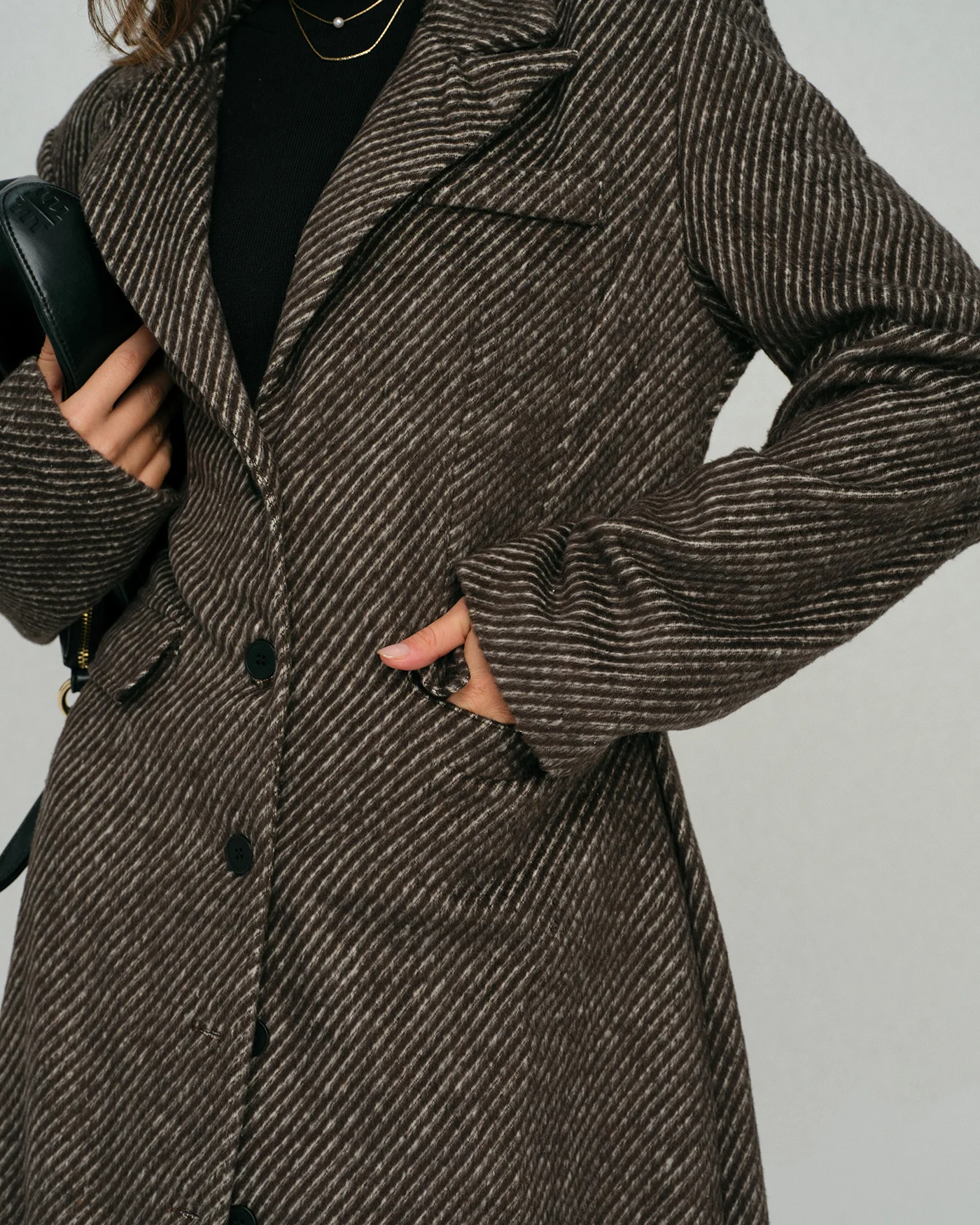 Coffee Button Notched Coat - Image 2