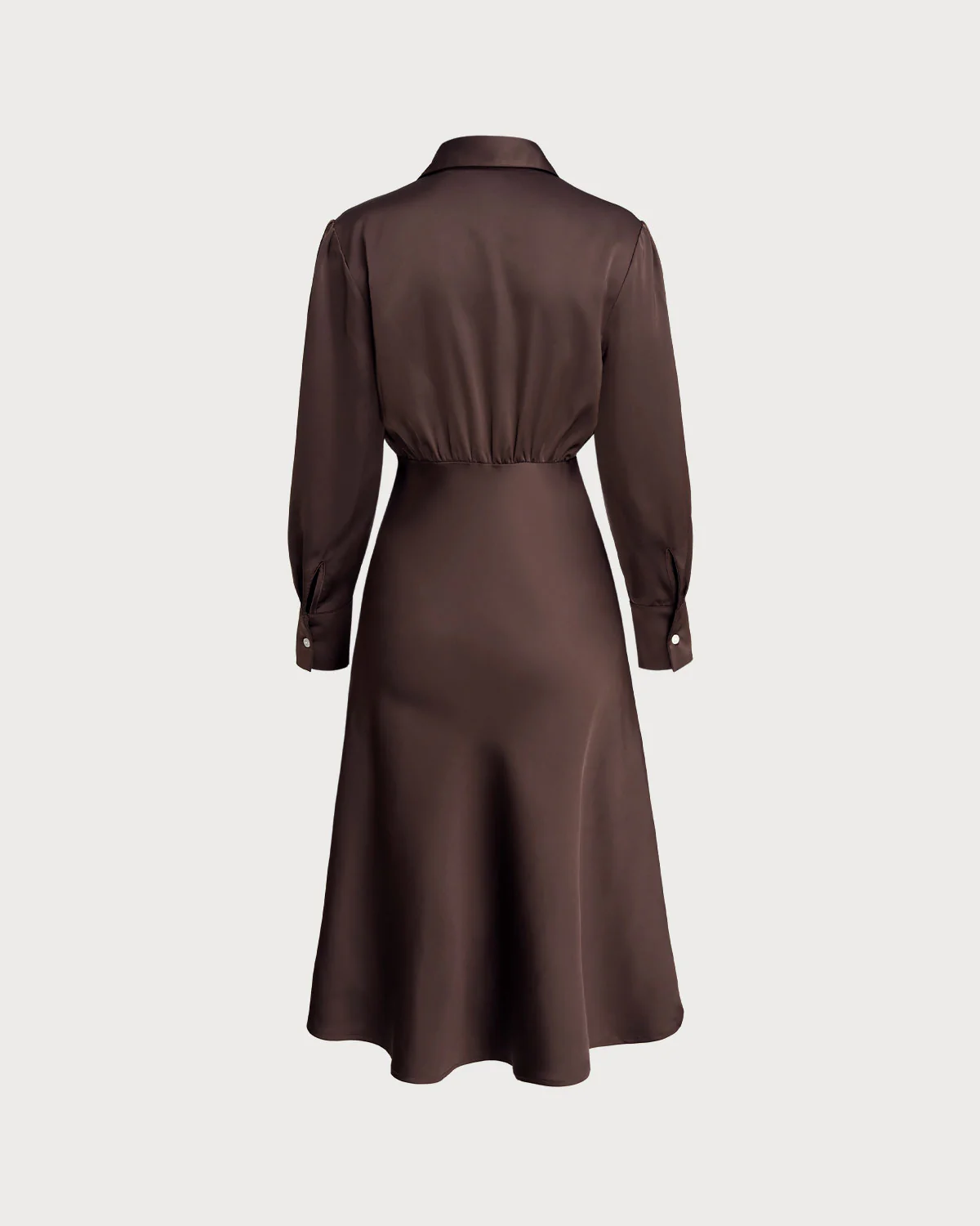 Coffee Ruched Button Midi Dress - Image 7