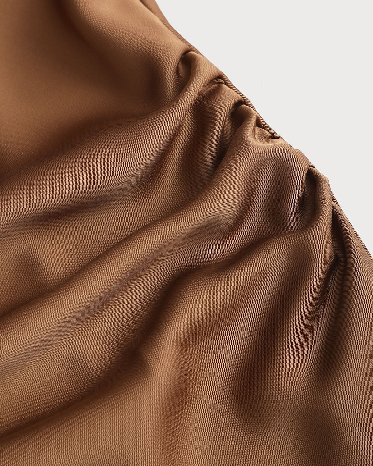 Coffee Satin Boat Neck Slip Midi Dress - Image 7