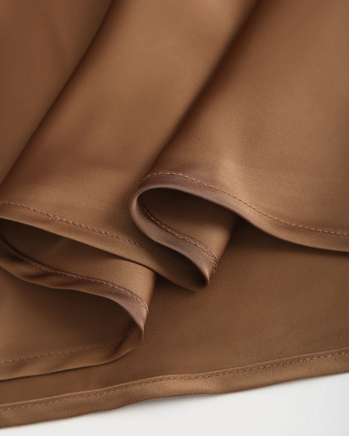 Coffee Satin Boat Neck Slip Midi Dress - Image 8