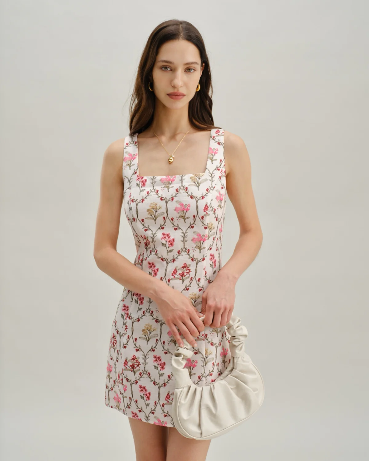 Floral Square Neck A-Line Slip Mini Dress