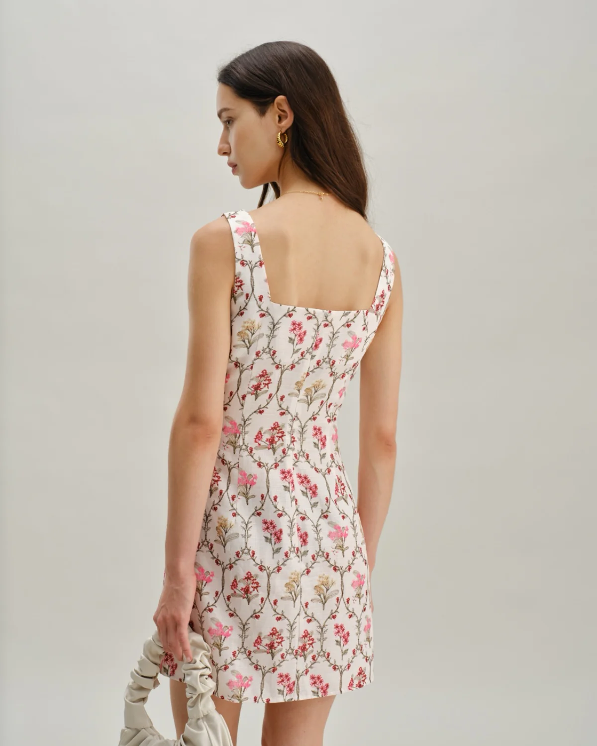 Floral Square Neck A-Line Slip Mini Dress - Image 3