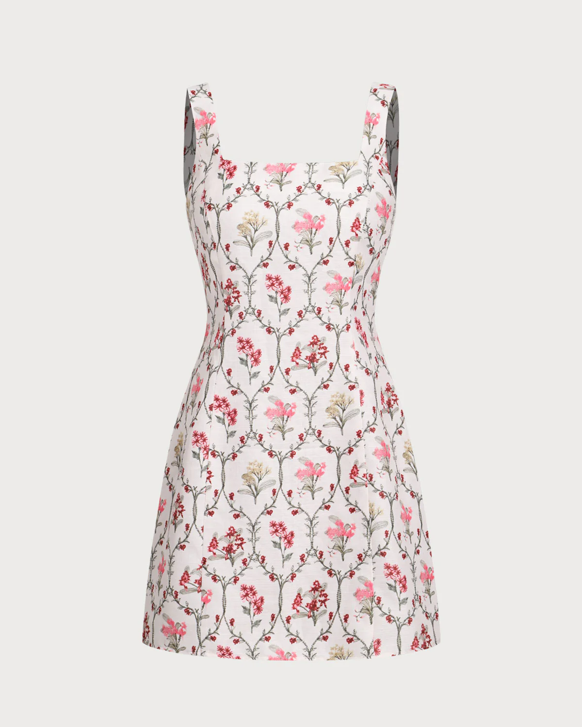 Floral Square Neck A-Line Slip Mini Dress - Image 5