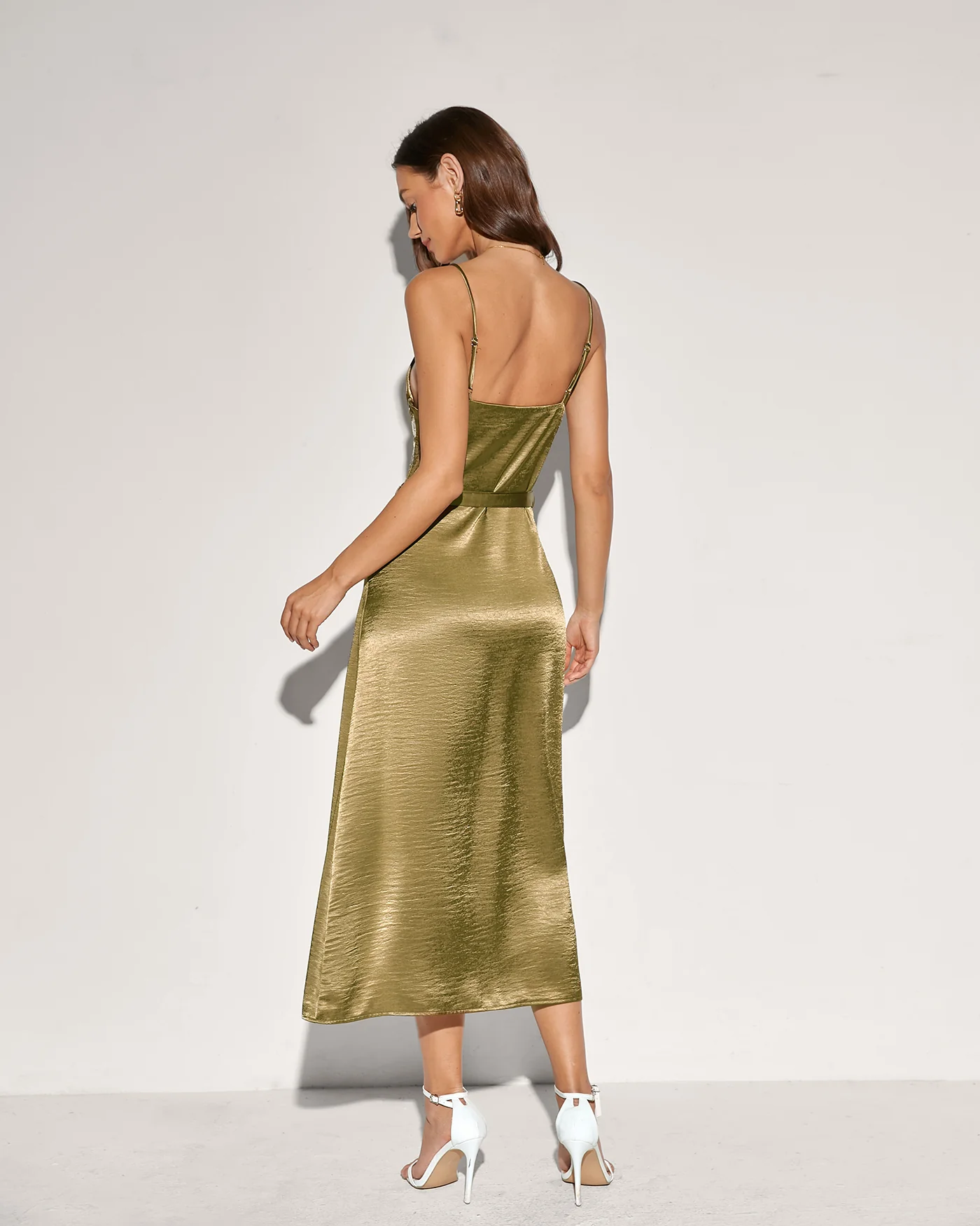Green Belt Slip Midi Dress - Image 3