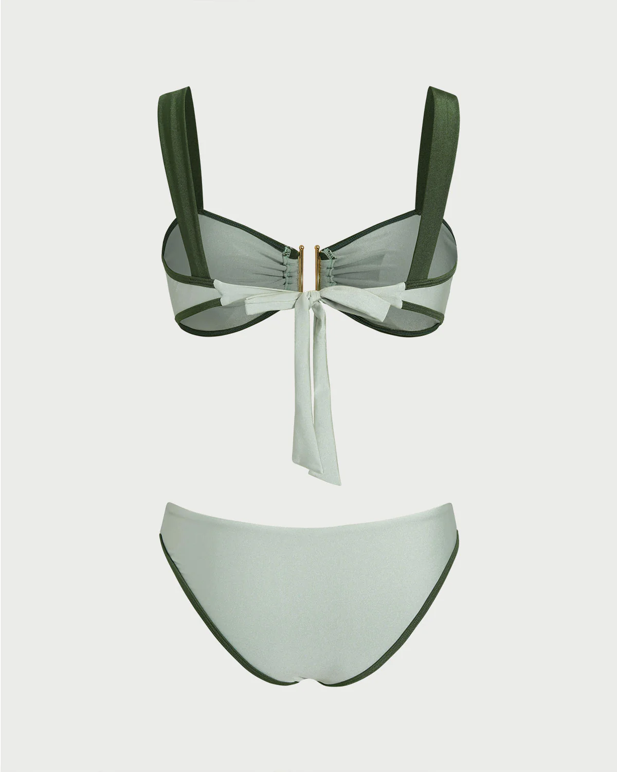 Green Contrasting Bandeau Bikini Set - Image 4
