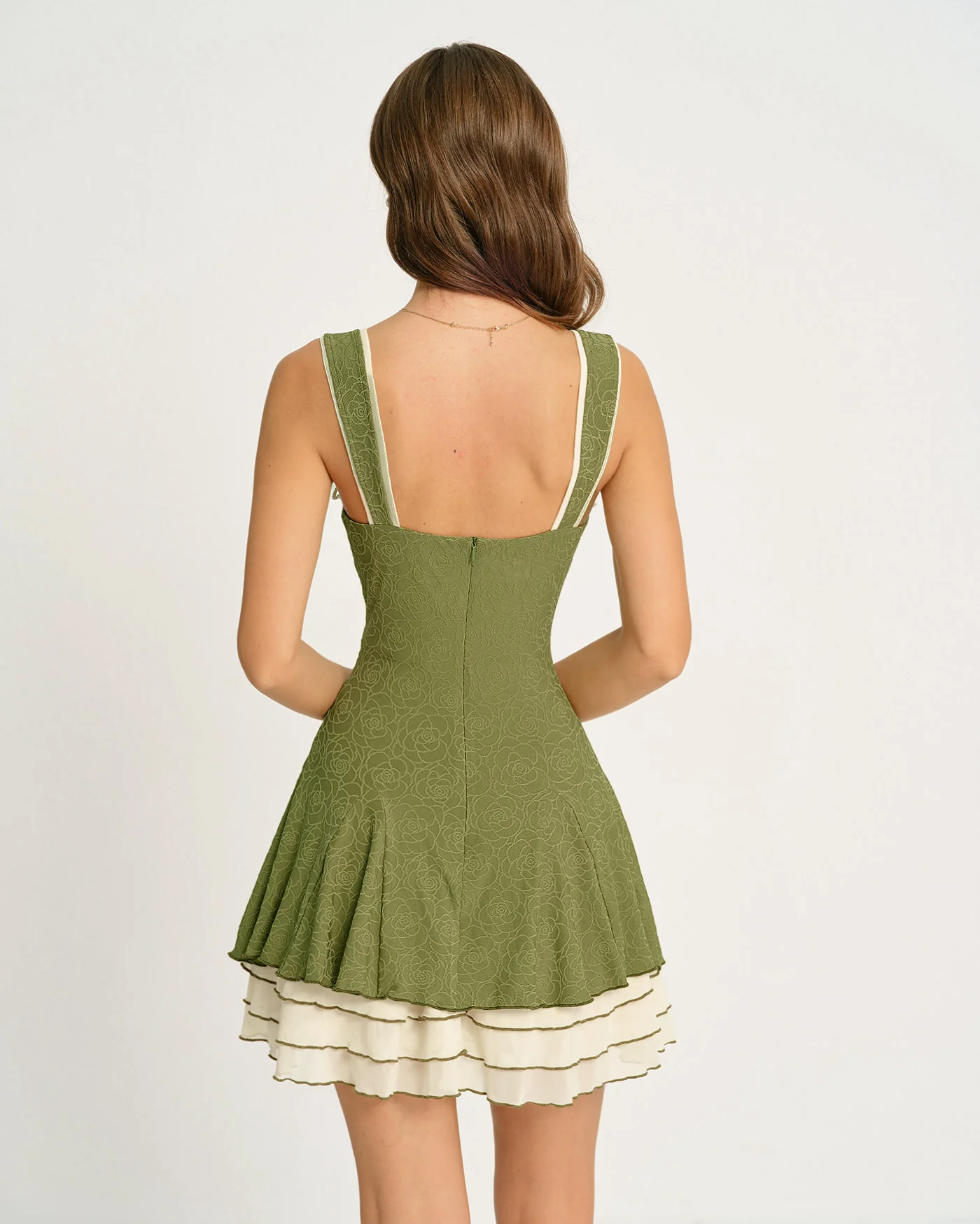 Green Contrasting Slip Mini Dress - Image 6