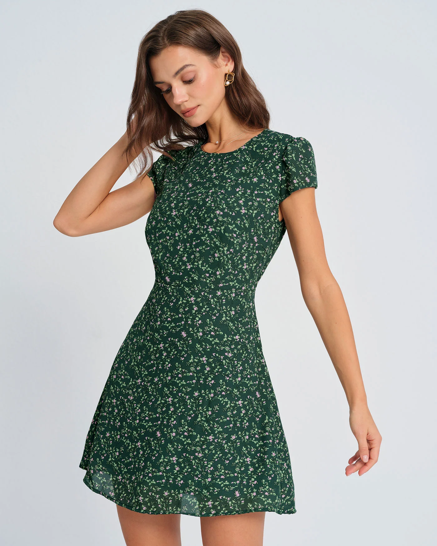 Green Floral Mini Dress - Image 2