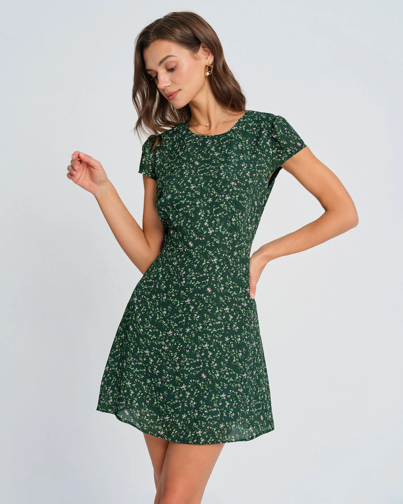 Green Floral Mini Dress - Image 4