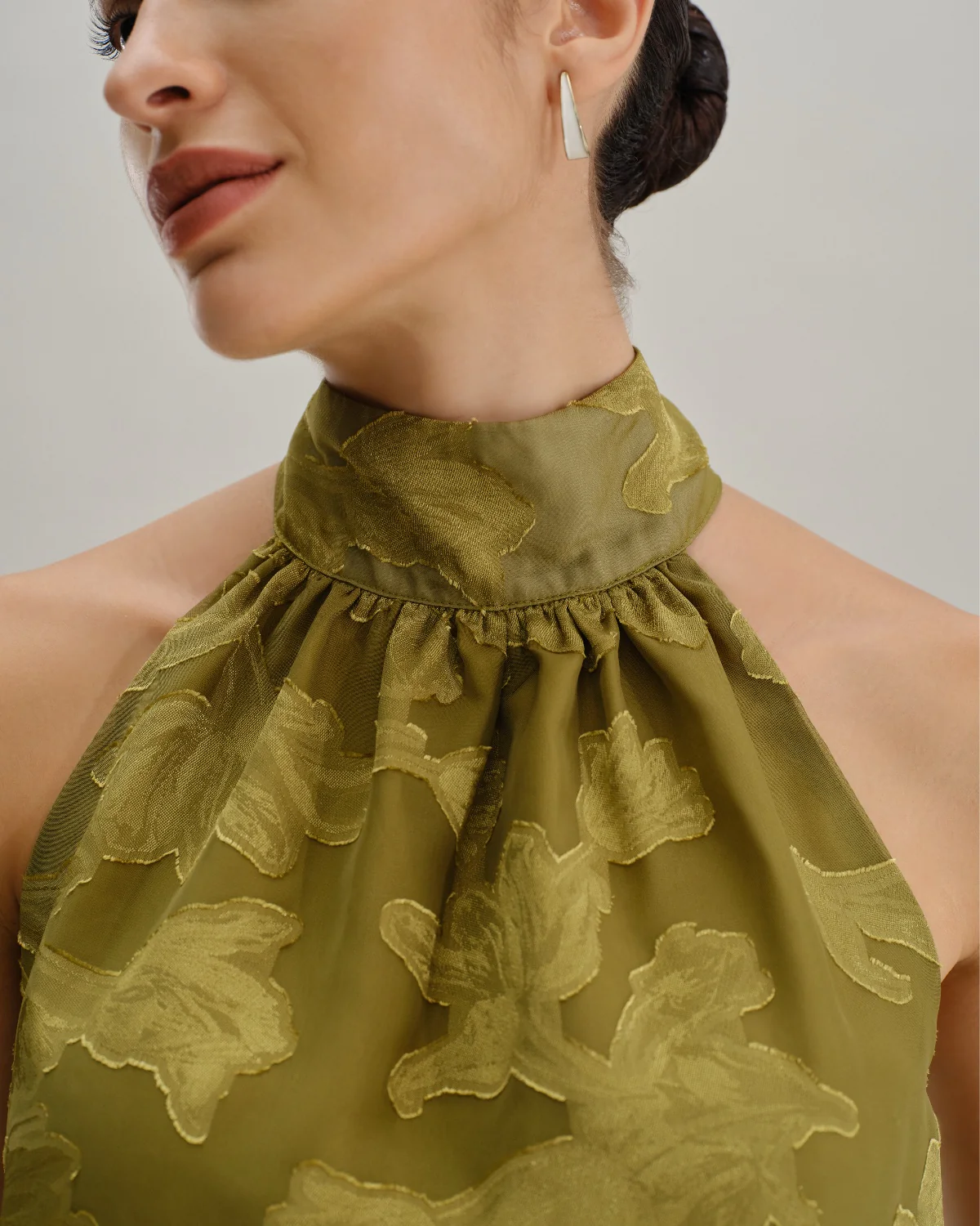 Green Floral Turtle Neck Tank Top - Image 2
