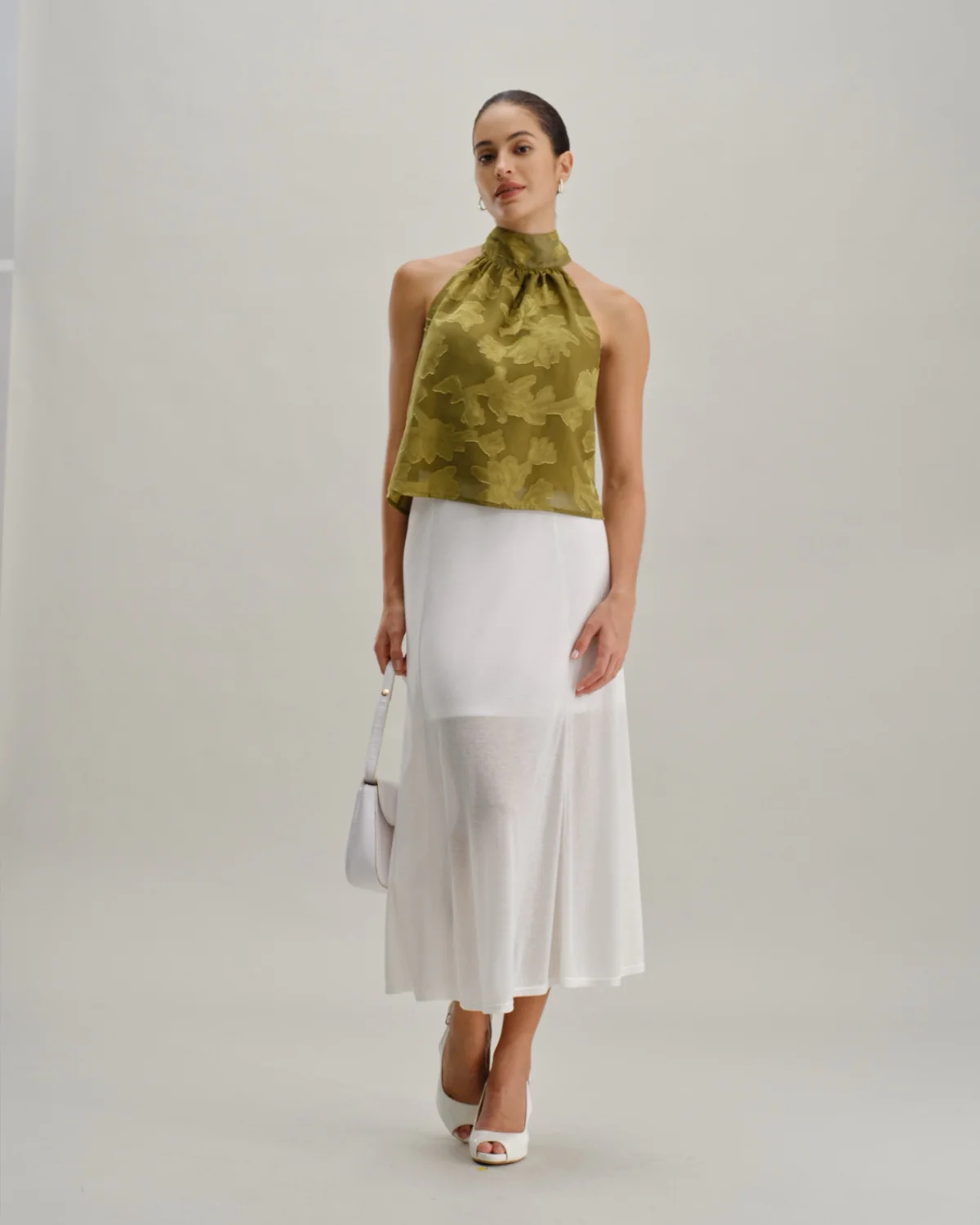 Green Floral Turtle Neck Tank Top - Image 4