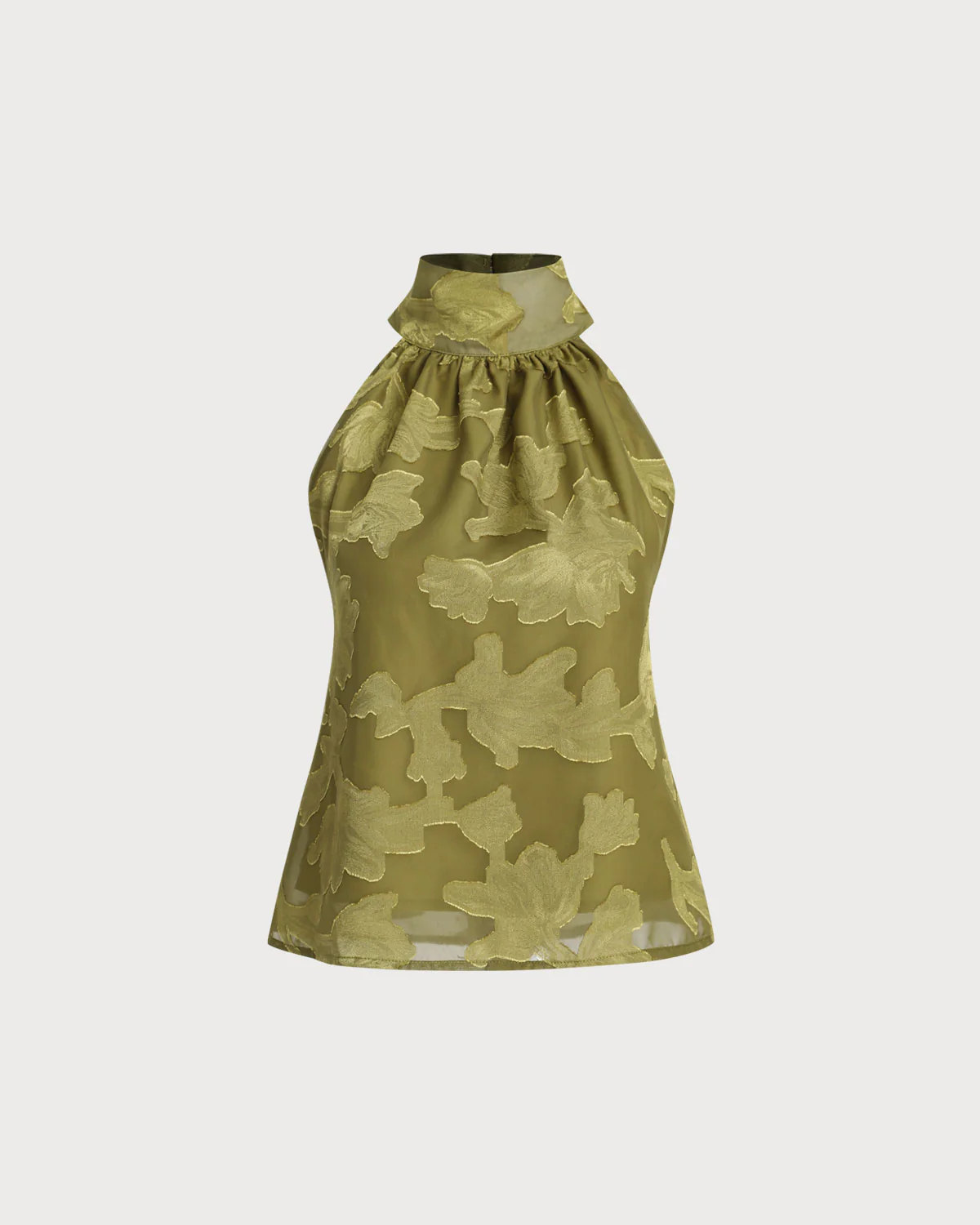 Green Floral Turtle Neck Tank Top - Image 5