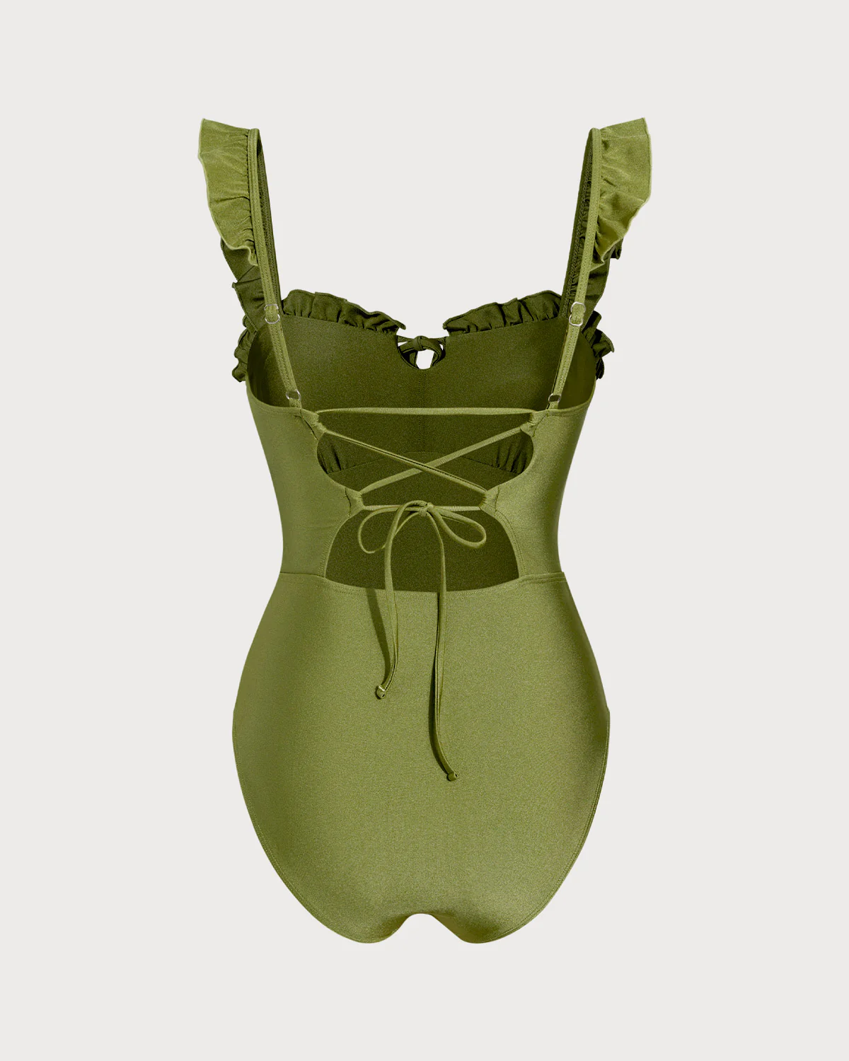 Green Ruched Bralette One Piece Swimwear - Image 3