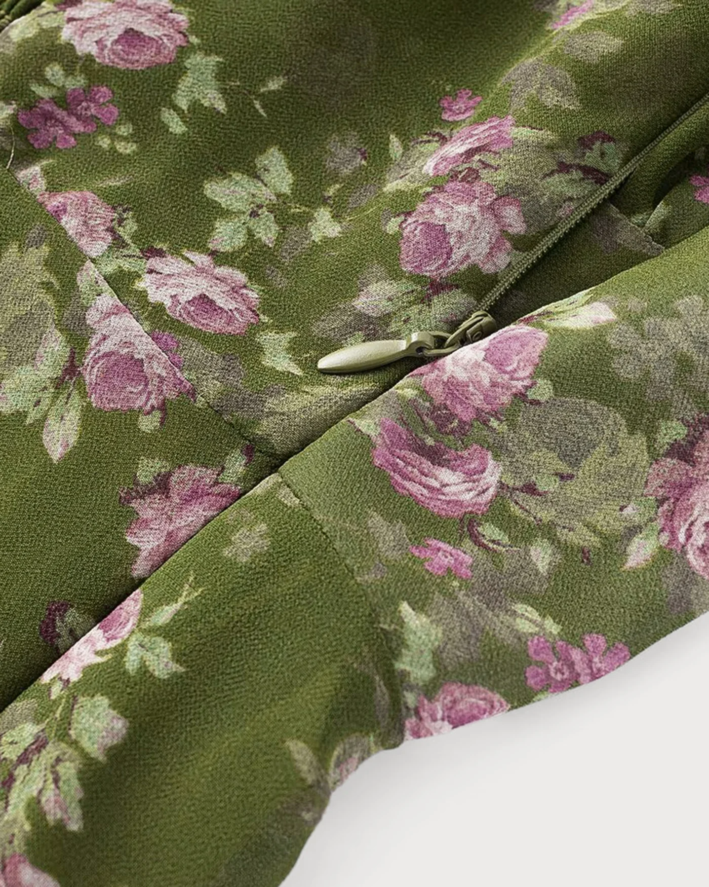 Green Shirred Floral Slip Midi Dress - Image 5