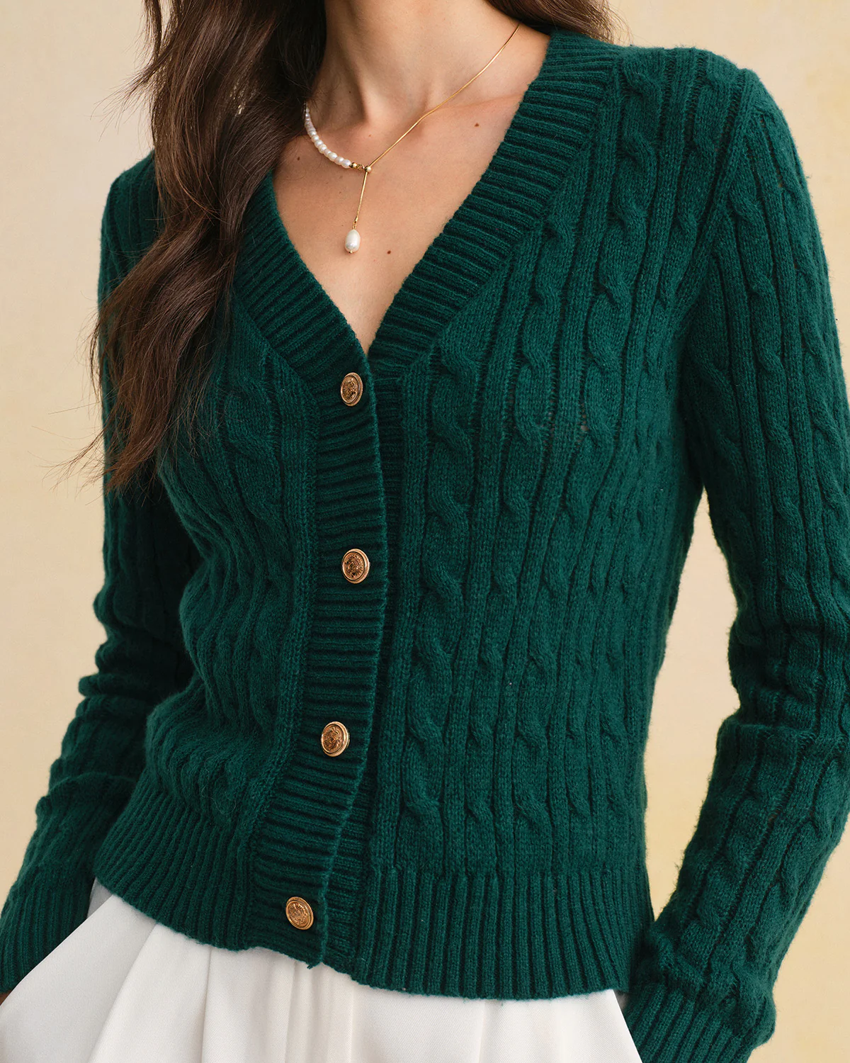 Green Single Breasted Daily Knit Cardigan - Image 2
