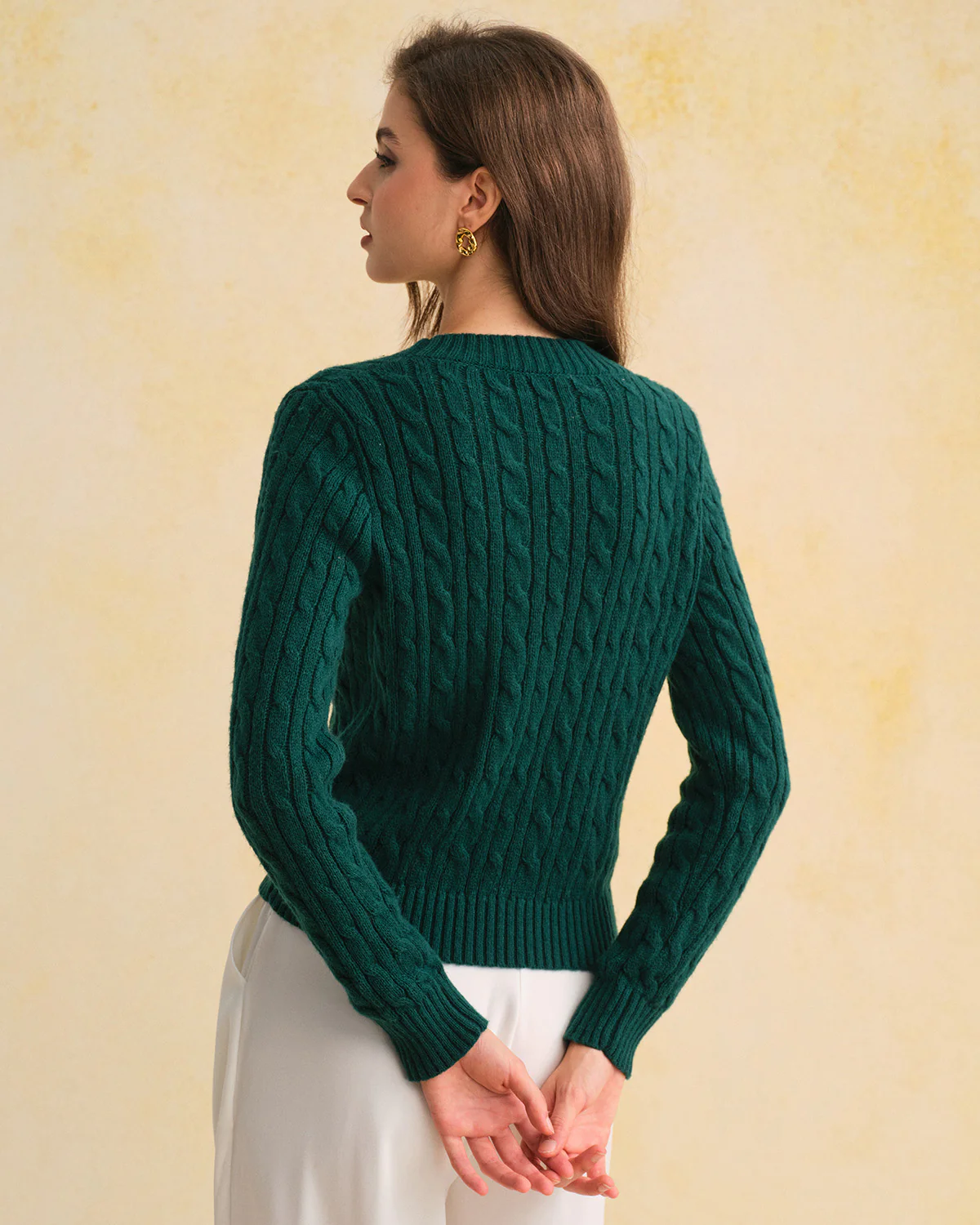 Green Single Breasted Daily Knit Cardigan - Image 3